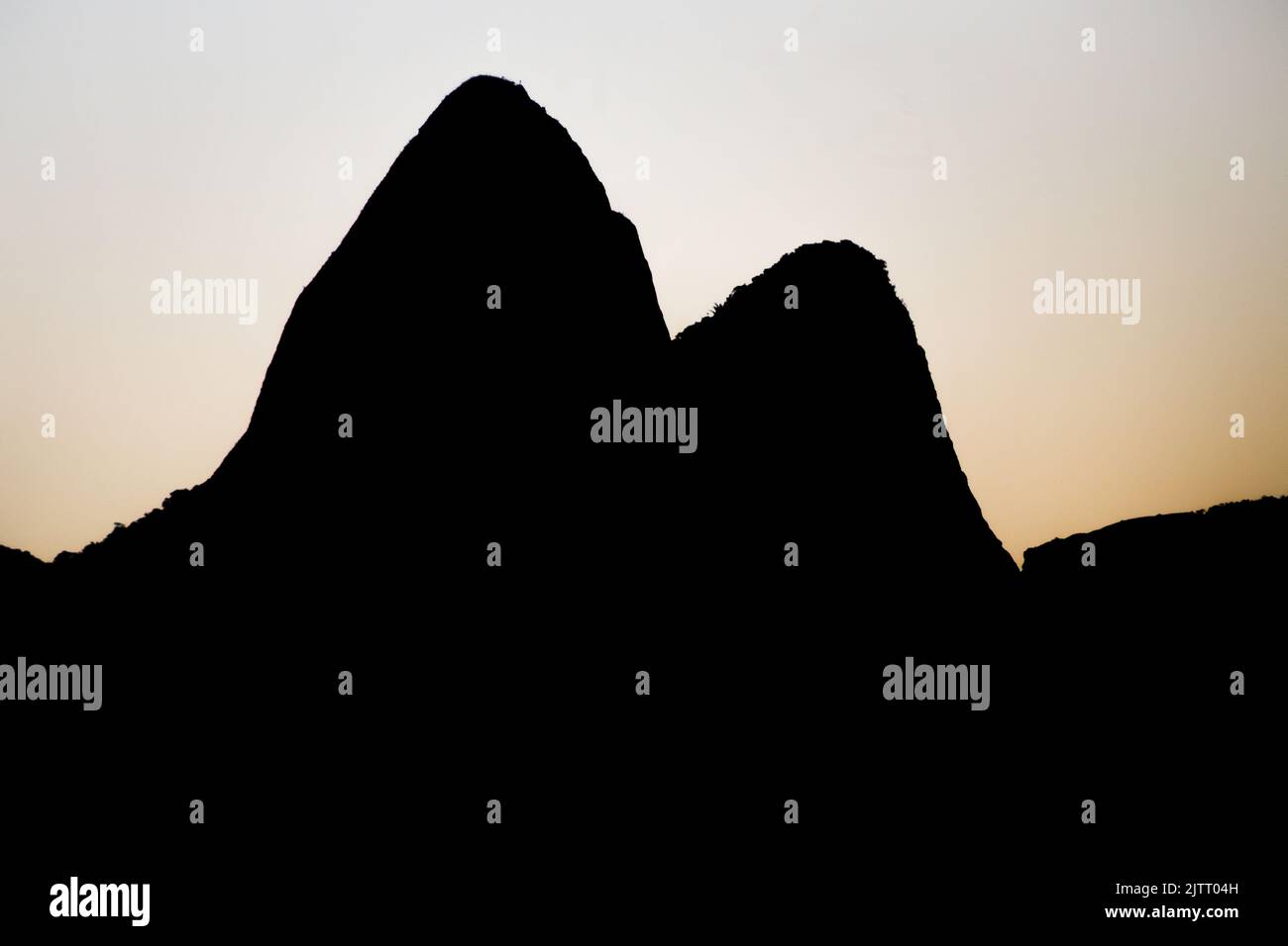 Two hill brothers silhouette in Rio de Janeiro. Stock Photo