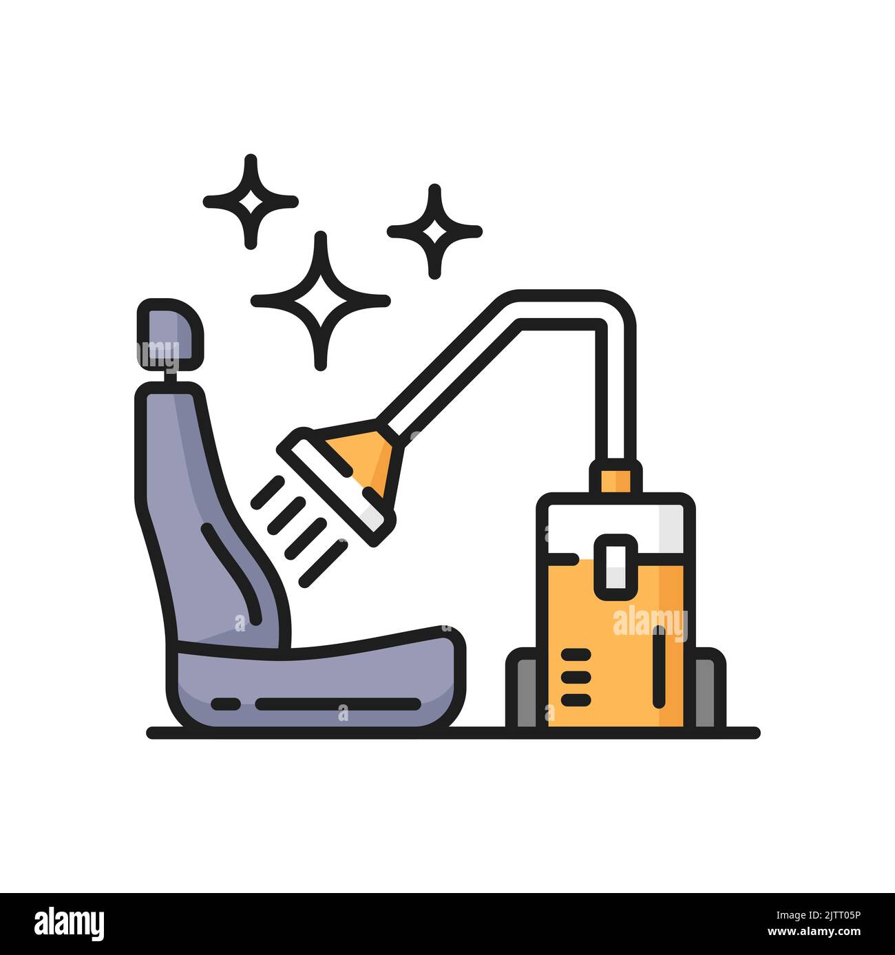 Car care icon, car wash and clean service, auto cleaner vector pictogram. Car care icon of vacuum cleaner and seat, car chair upholstery cleaning service, automotive washer station or hand washing Stock Vector
