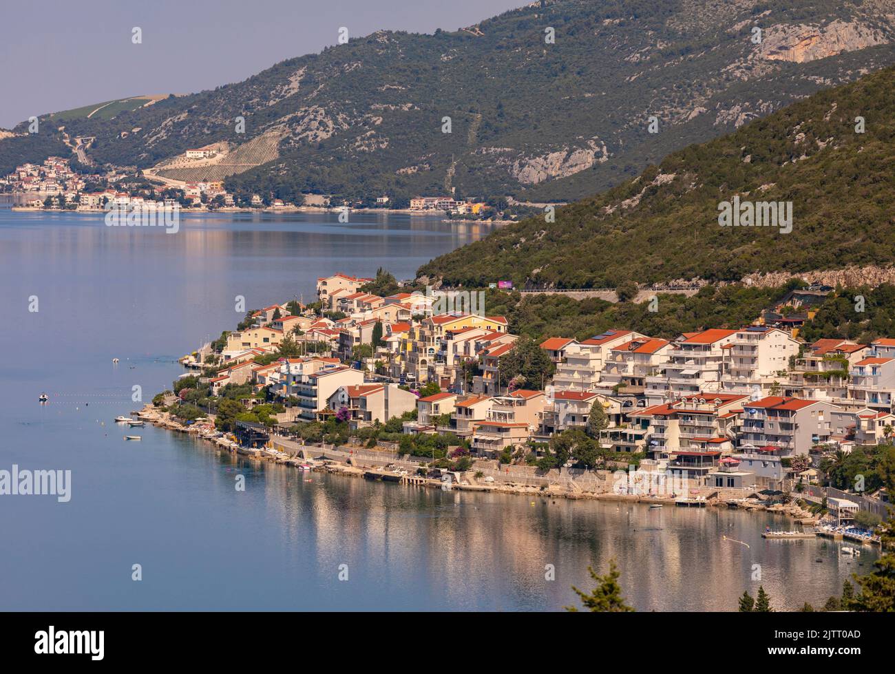 NEUM, BOSNIA & HERZOGOVINA, EUROPE - View of coastal Neum, a town in the Herzogovina-Neretva Canton, on the Adriatic coastline. Stock Photo