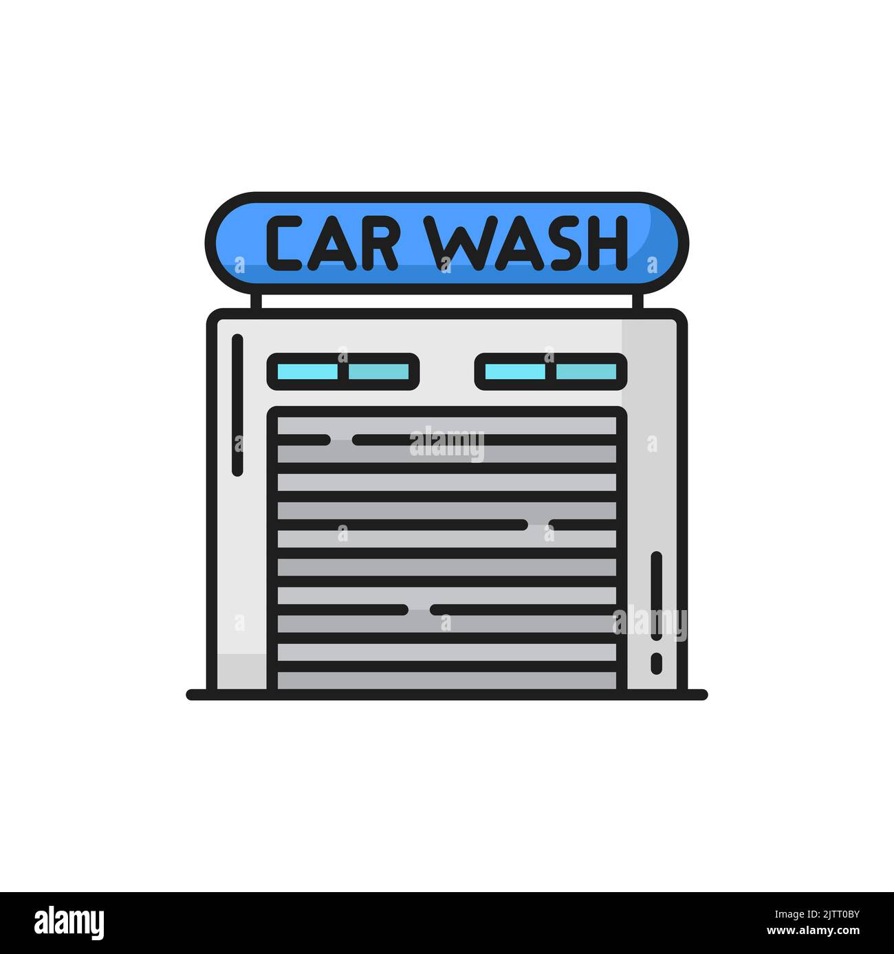 Car wash, automatic carwash service station icon, auto care vector line