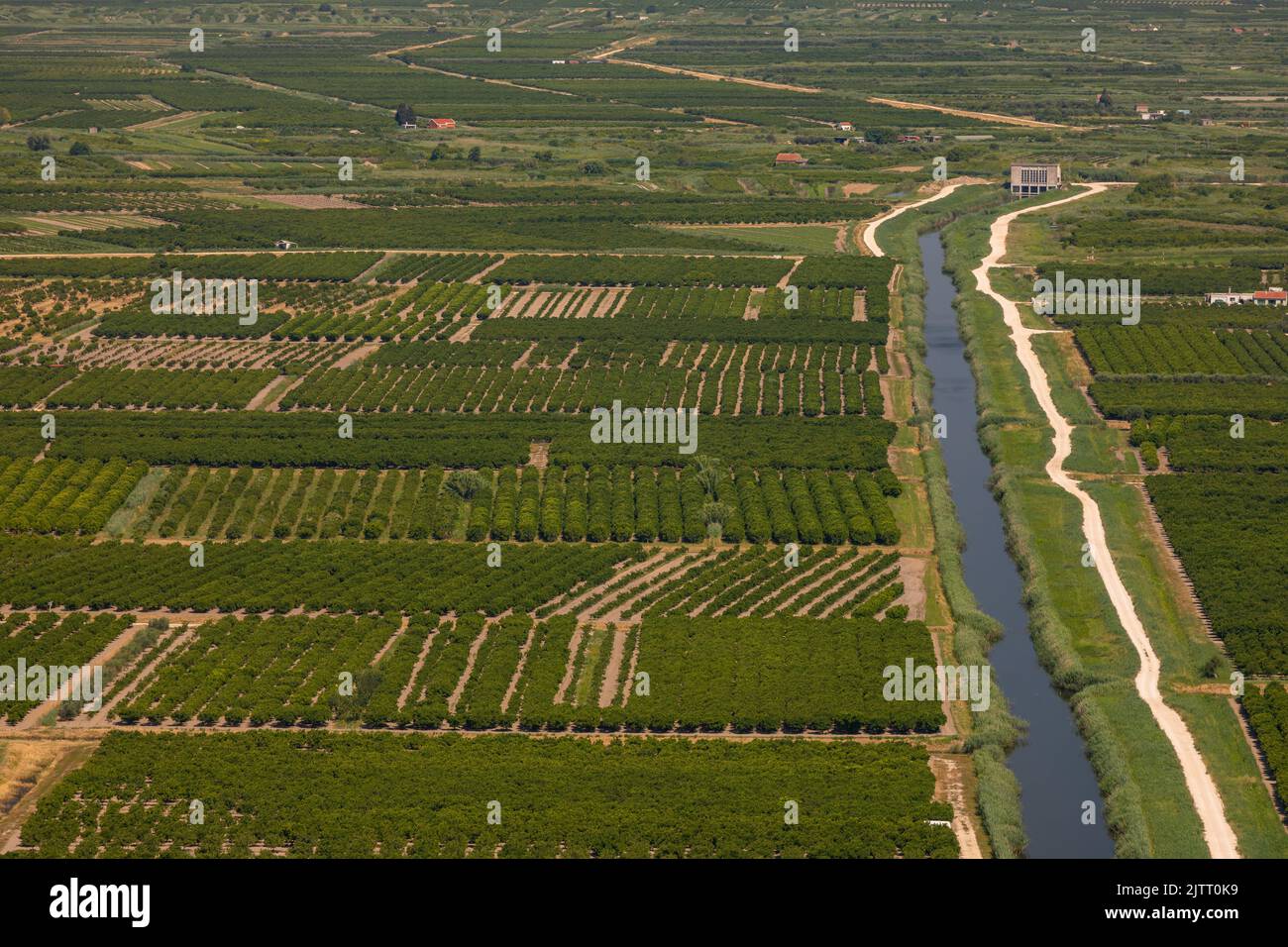 OPUZEN, NERETVA VALLEY, CROATIA, EUROPE - Agriculture and irrigation canals in the Neretva River Valley. Stock Photo