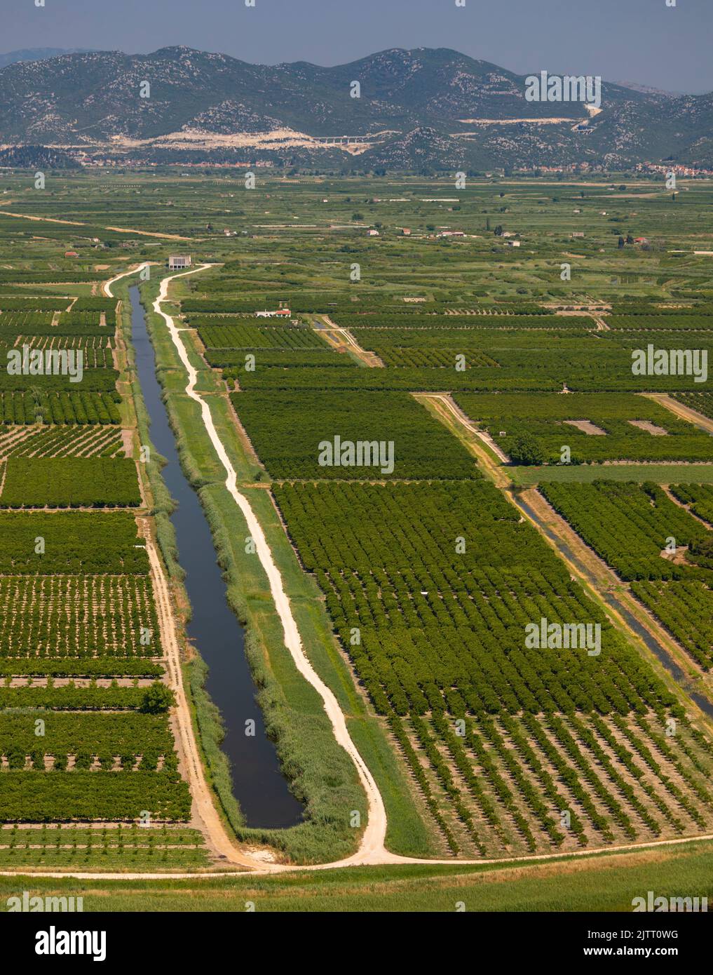 OPUZEN, NERETVA VALLEY, CROATIA, EUROPE - Agriculture and irrigation canals in the Neretva River Valley. Stock Photo