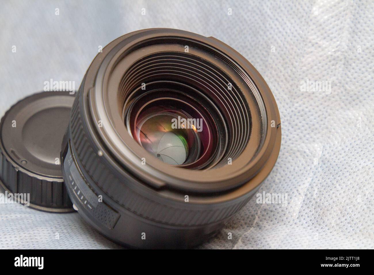 camera lens with a white background in Rio de Janeiro. Stock Photo