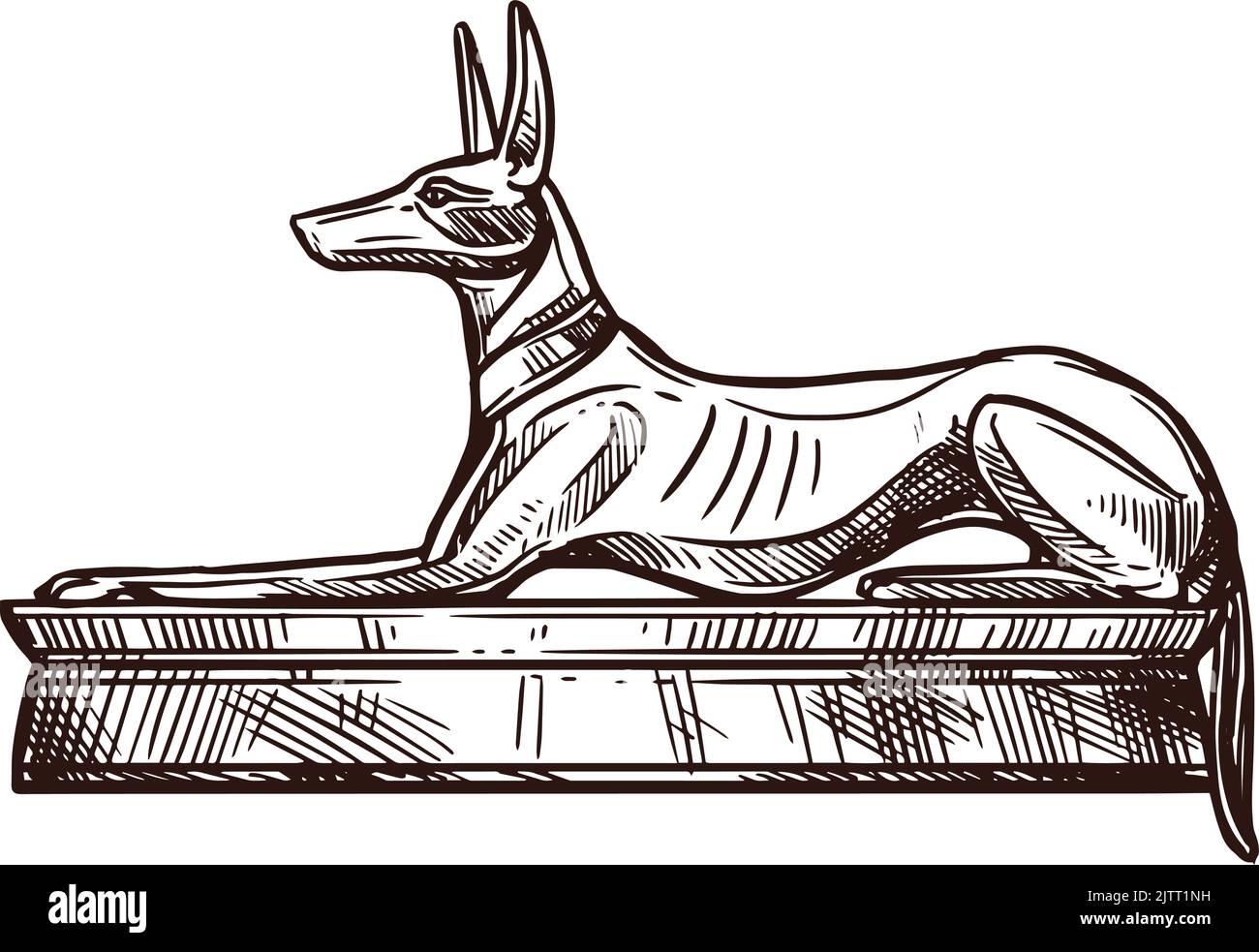 Anubis dog sketch, Ancient Egypt deity and sacred dog, vector hand
