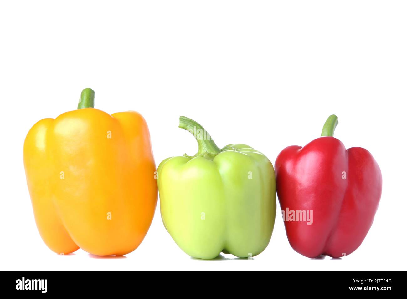 Green , yellow and red bell pepper isolated on a white background Stock ...