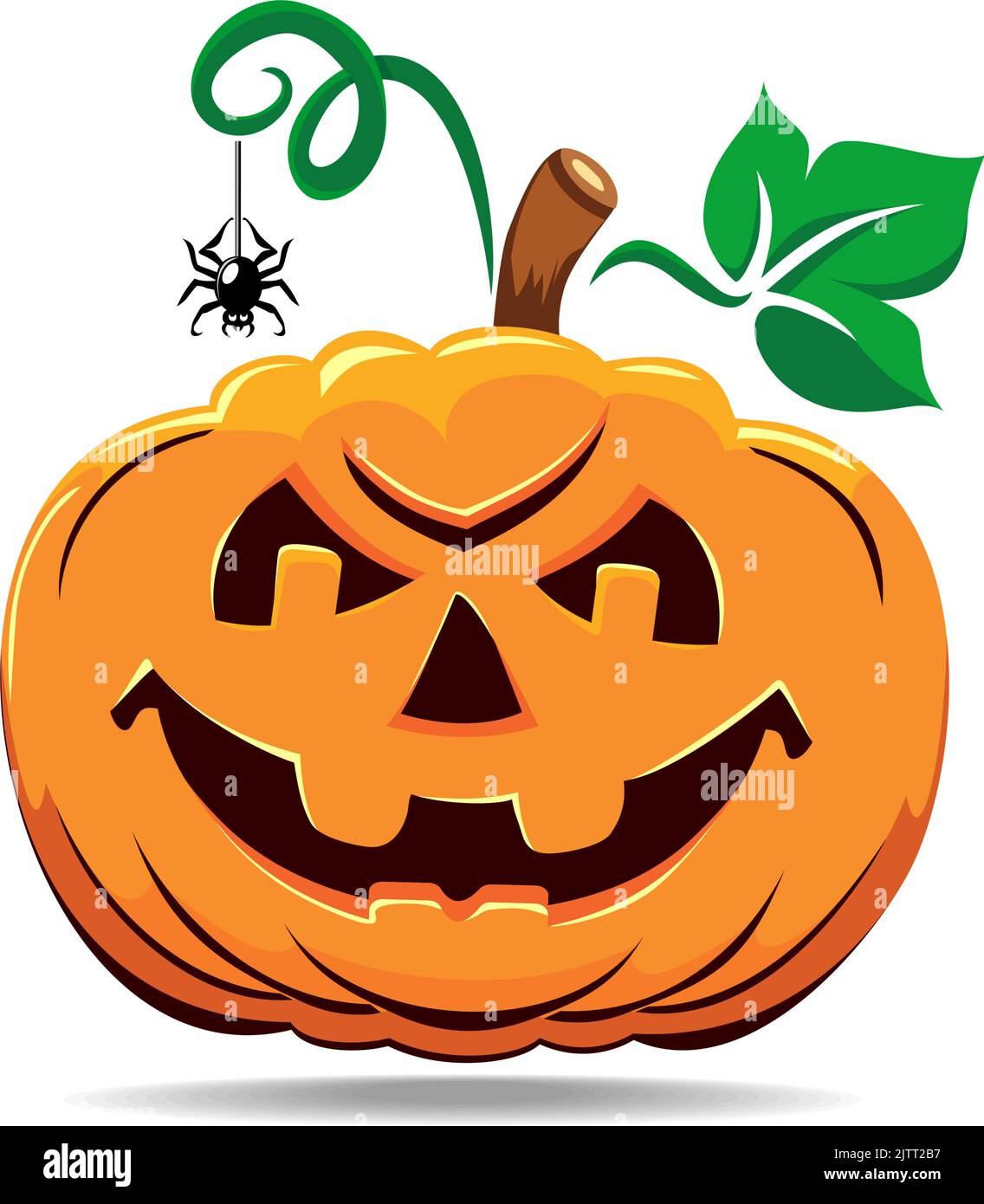 Orange pumpkin with smile for your design for the holiday Halloween. Vector on transparent background Stock Vector