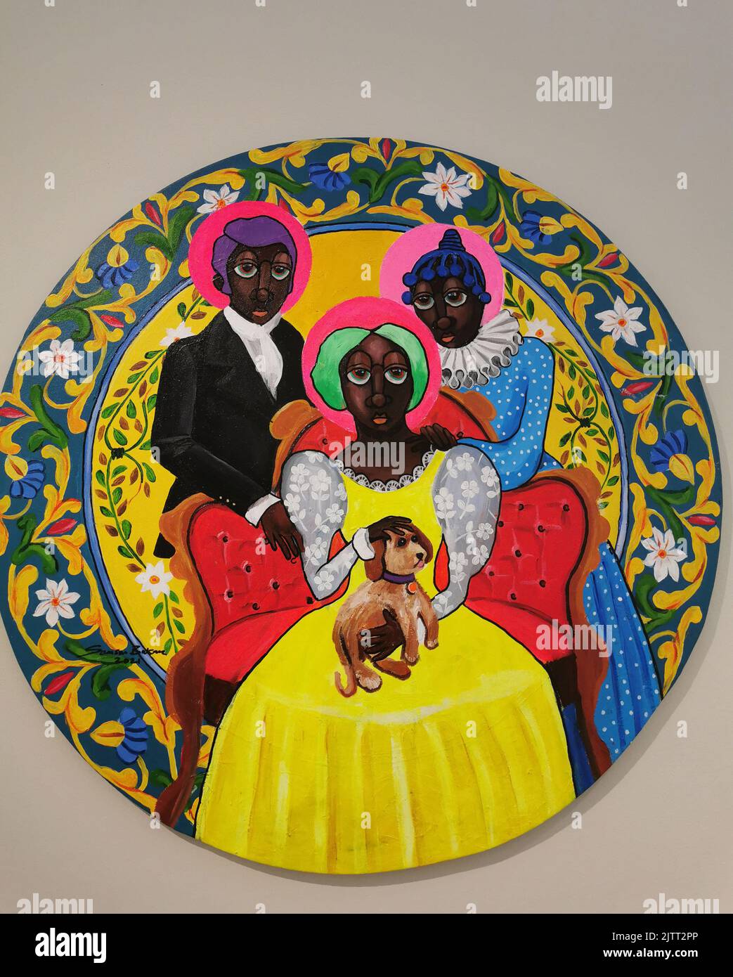 Vilnius. 1st Sep, 2022. Photo taken on Sept. 1, 2022 shows a painting of a contemporary African art exhibition in Vilnius, capital of Lithuania. More than 30 contemporary African artworks by fifteen artists from six countries are on display. Credit: Yang Weihua/Xinhua/Alamy Live News Stock Photo