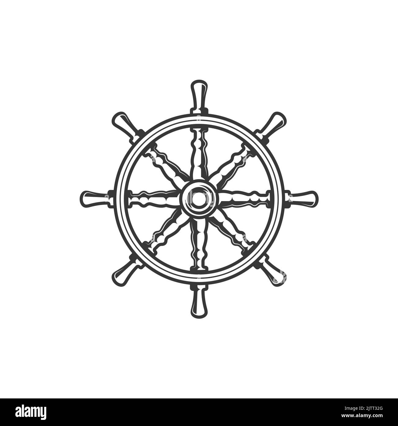 Spain symbol of helm, Spanish seafaring and ship sailing culture, vector icon. Spanish maritime travel and marine or naval exploration, history and na Stock Vector