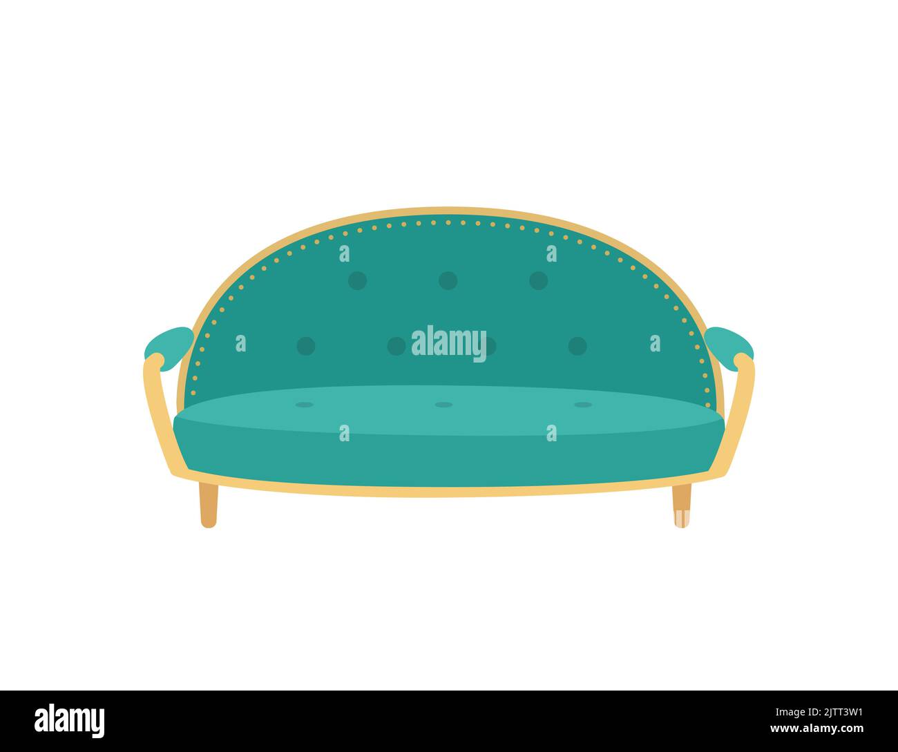 Cozy green sofa on white background. Home interior concept Stock Vector