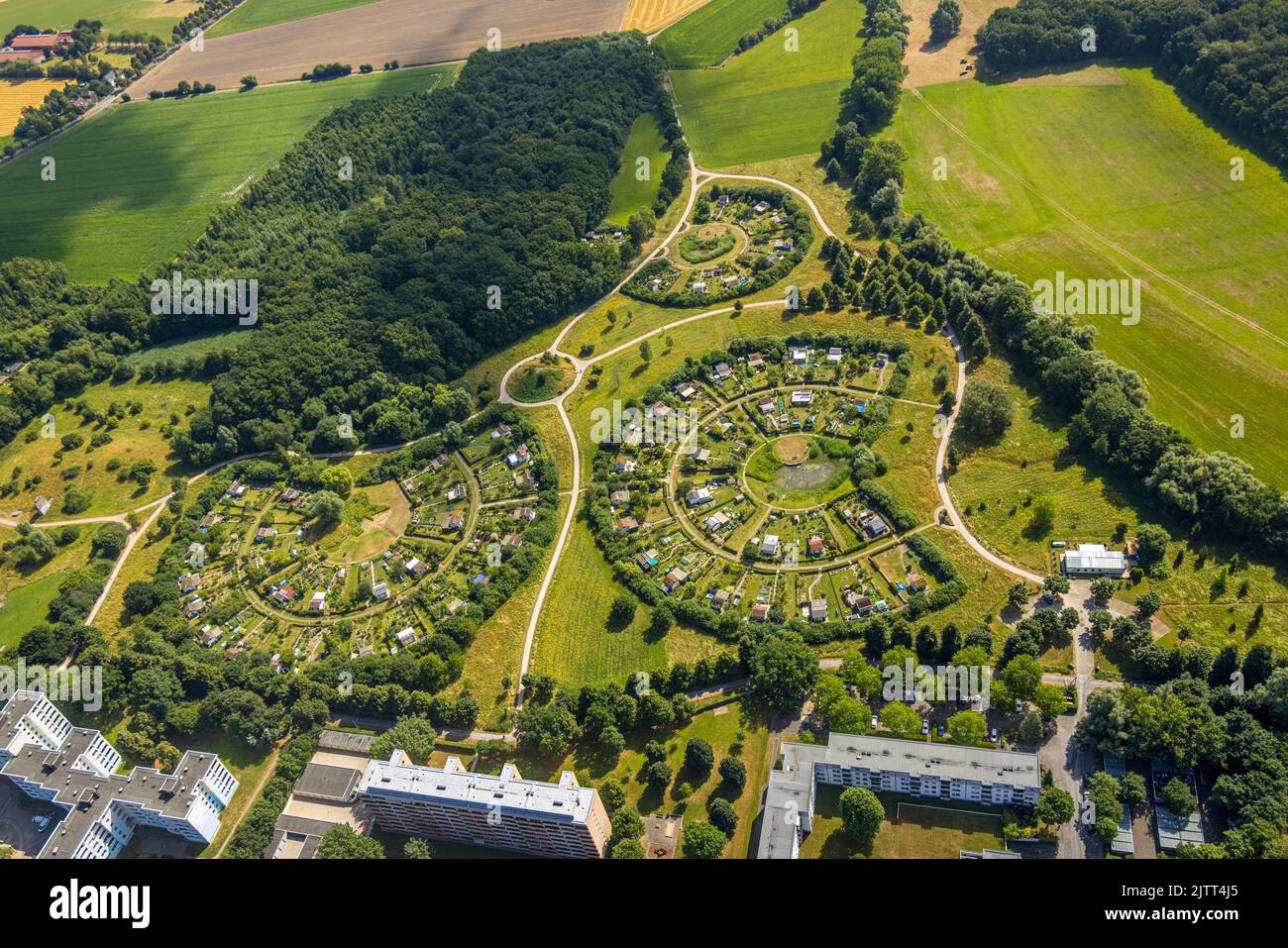 Aerial view, garden club Alte Körne, landscape park Alte Körne
