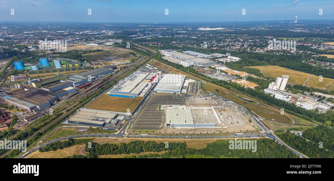 Aerial view, Westfalenhütte industrial park, construction site for Prologis Park Dortmund DC2, Rewe Logistik, Walzwerkstraße corner Sinterstraße, Kauf Stock Photo