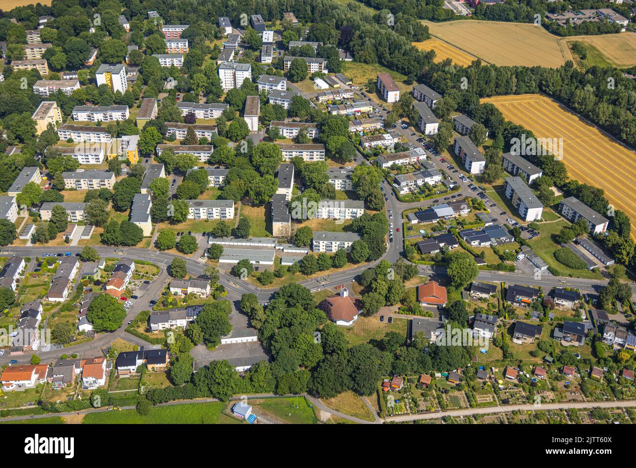 Aerial view, tenement houses housing estate Bergmeisterstraße