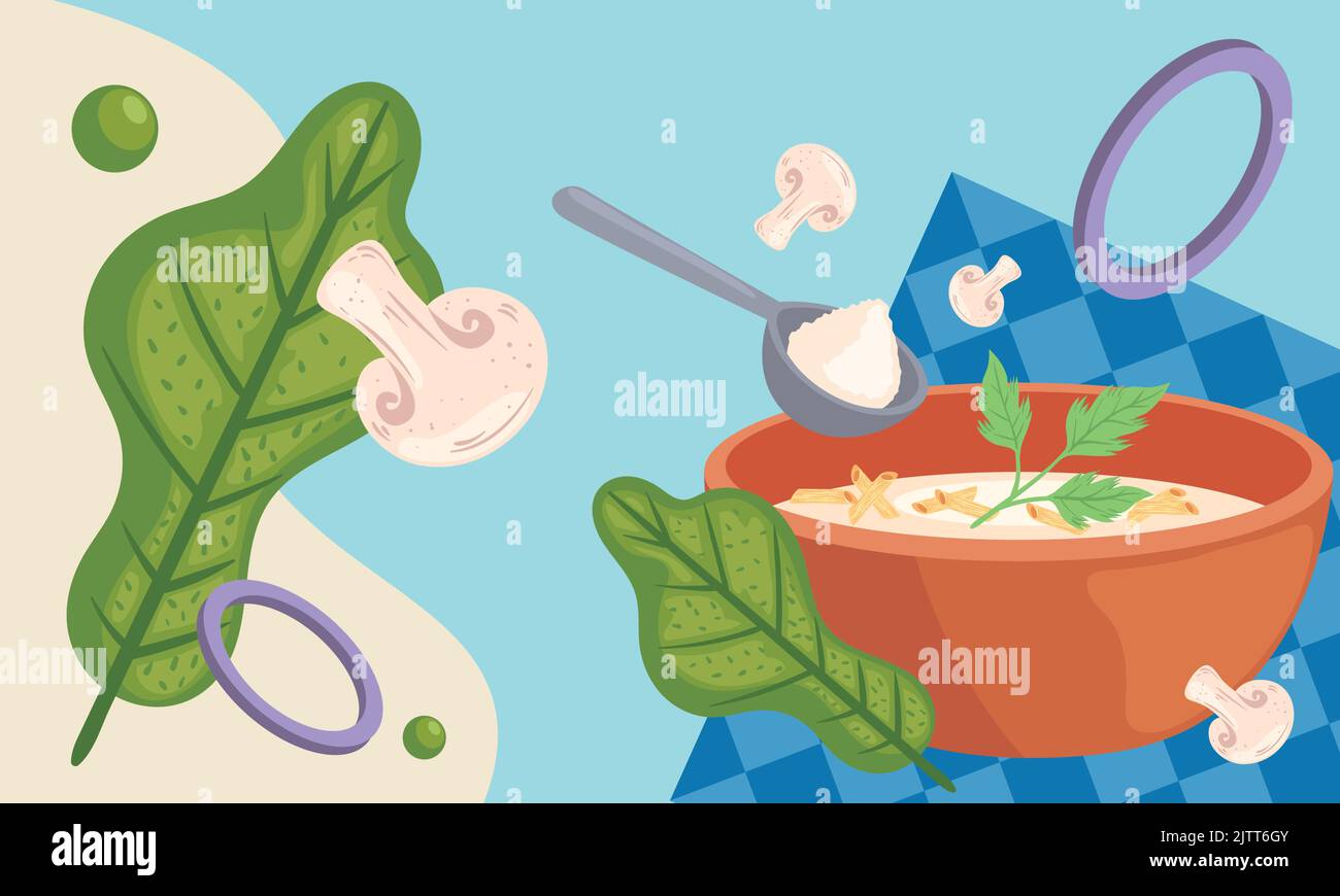 Ingredients for mushroom soup Stock Vector Images - Alamy