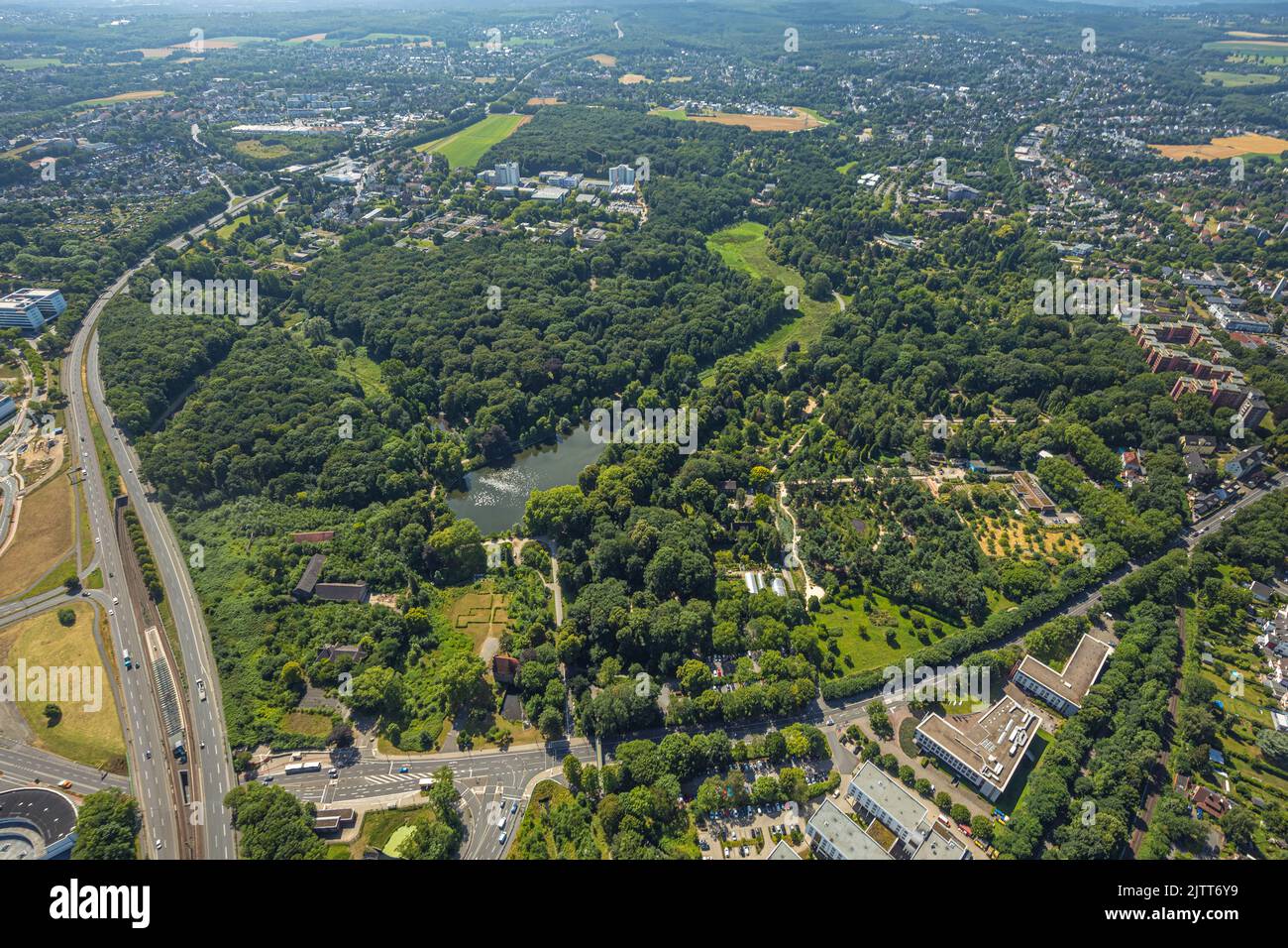 Aerial view, Rombergpark, green lung, Rombergpark-Lücklemberg, Dortmund, Ruhr area, North Rhine-Westphalia, Germany, DE, Europe, Recreational Area, Ae Stock Photo