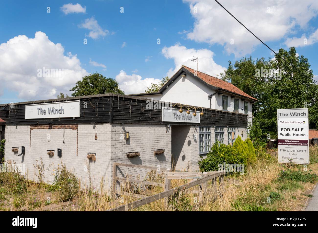The closed public house The Winch for sale, formerly The Sportsman. In