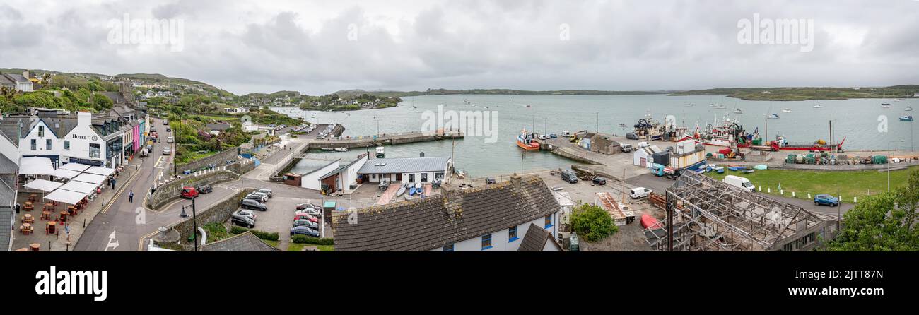 Baltimore Harbour and Seafront Panorama, County Cork, Ireland Stock Photo