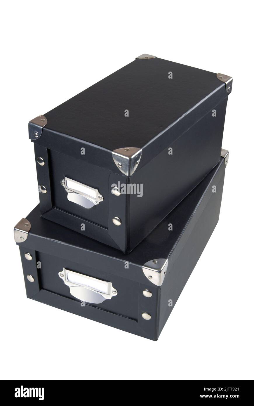 Two storage filing boxes isolated on white with path cut out Stock Photo Alamy