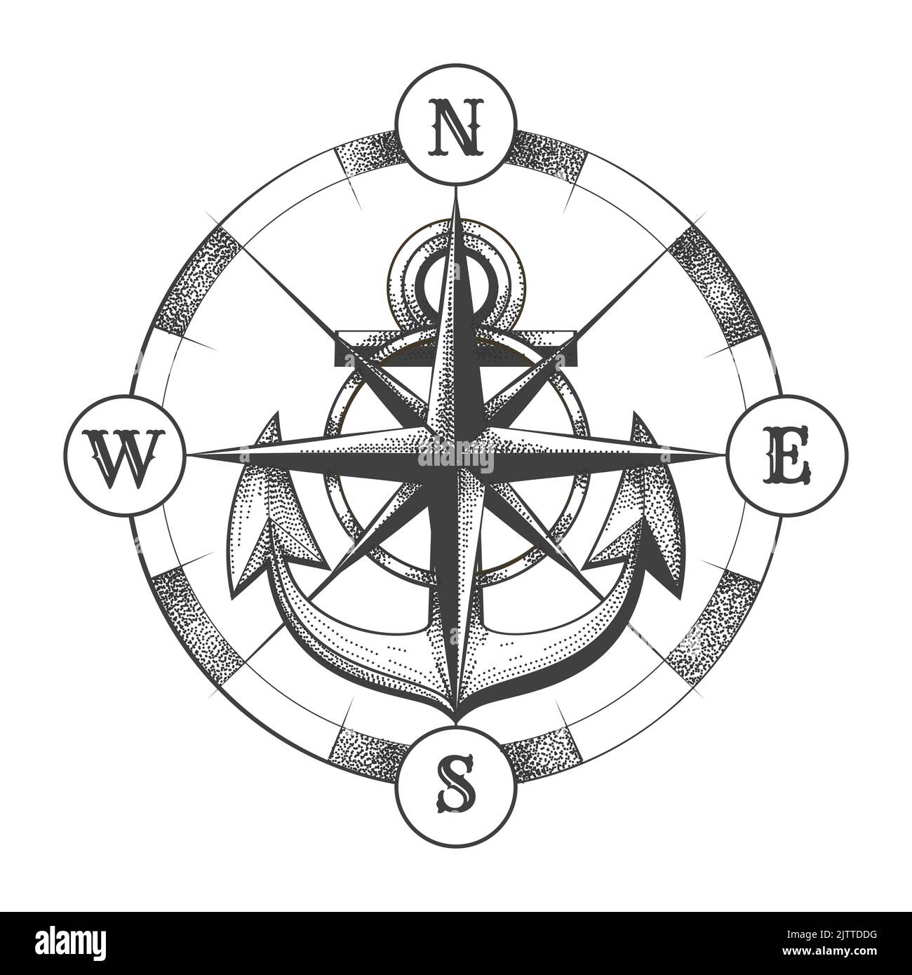 Compass And Anchor Drawing