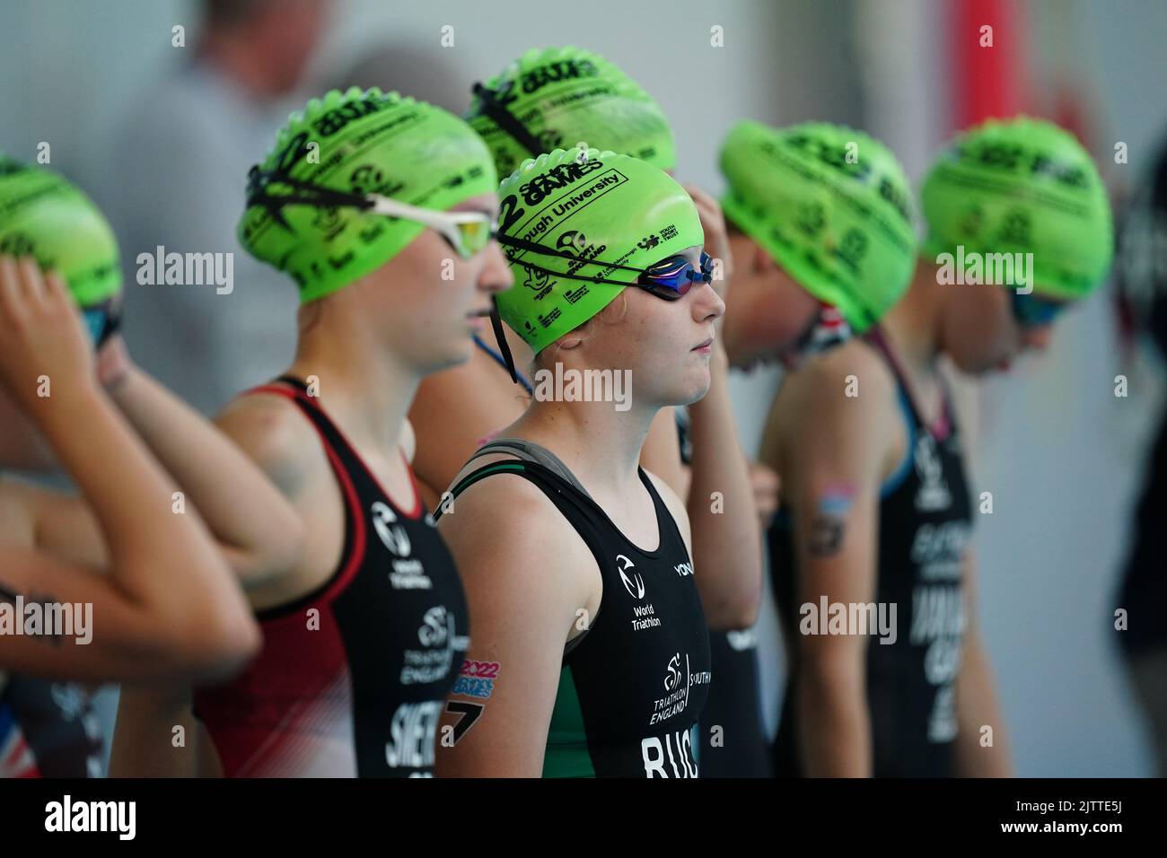 Athletes participate in the Girls Triathlon on Day One of the School