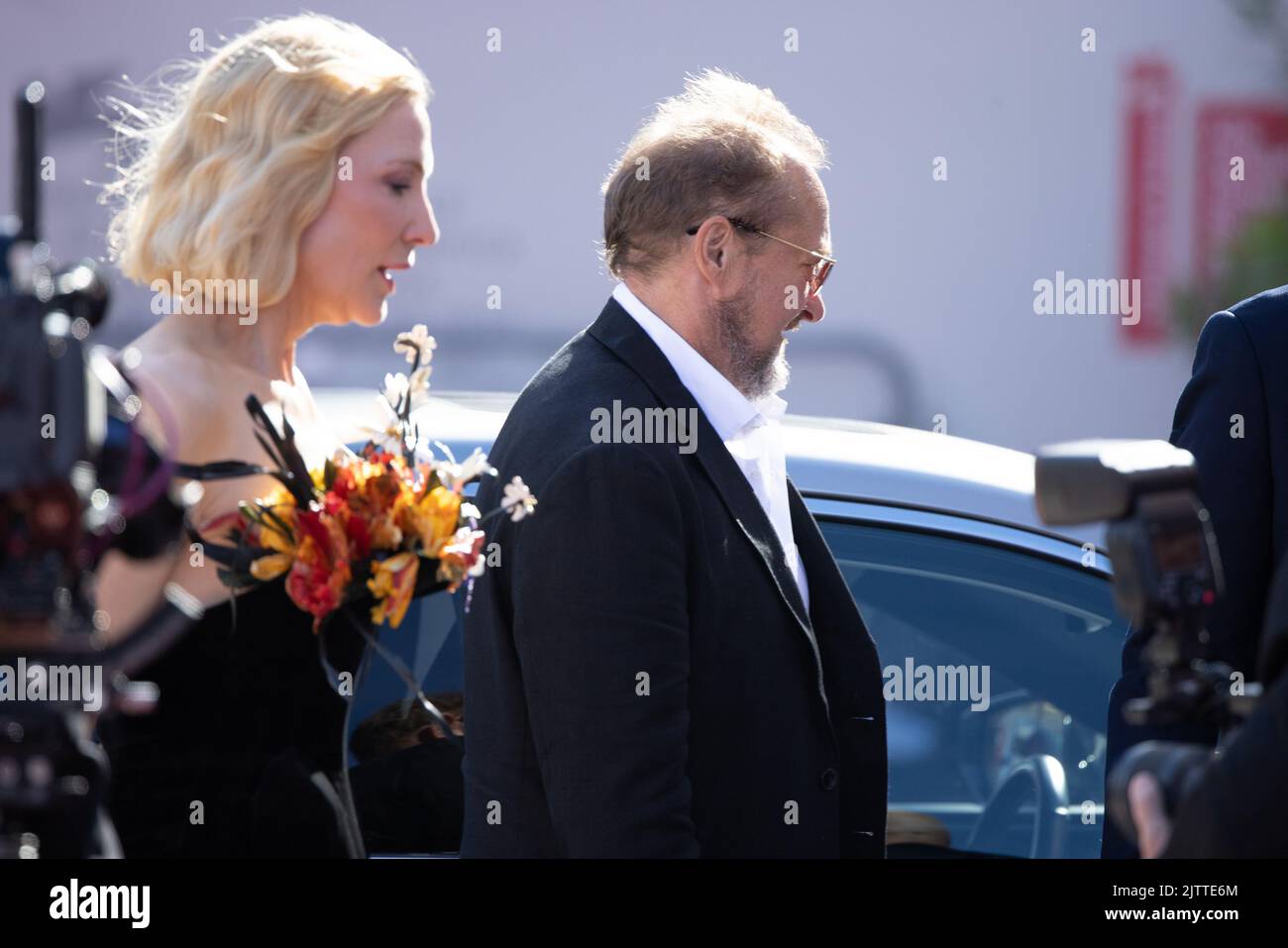 Lido Di Venezia, Italy. 01st Sep, 2022. Cate Blanchett and her husband Andrew Upton arrive for the 'Tar' red carpet at the 79th Venice International Film Festival on September 01, 2022 in Venice, Italy. © Photo: Cinzia Camela. Credit: Live Media Publishing Group/Alamy Live News Stock Photo