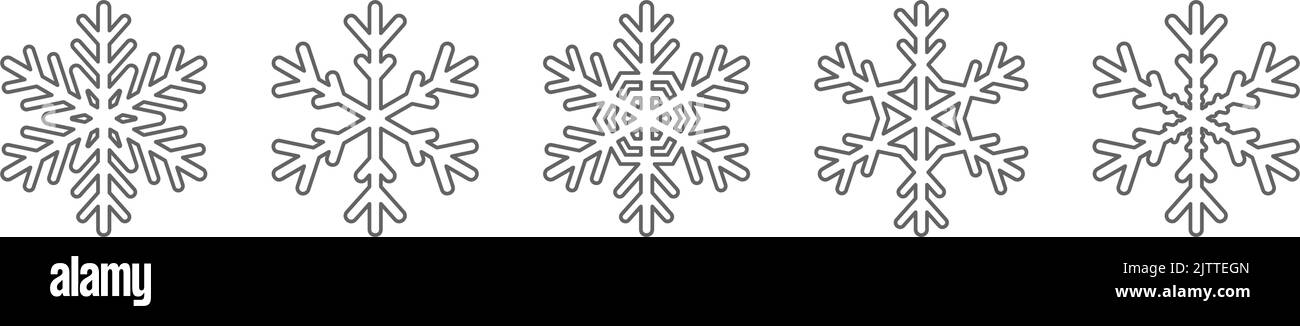 Thinline snowflake silhouette icon. Snow flake stencil blueprint Stock ...