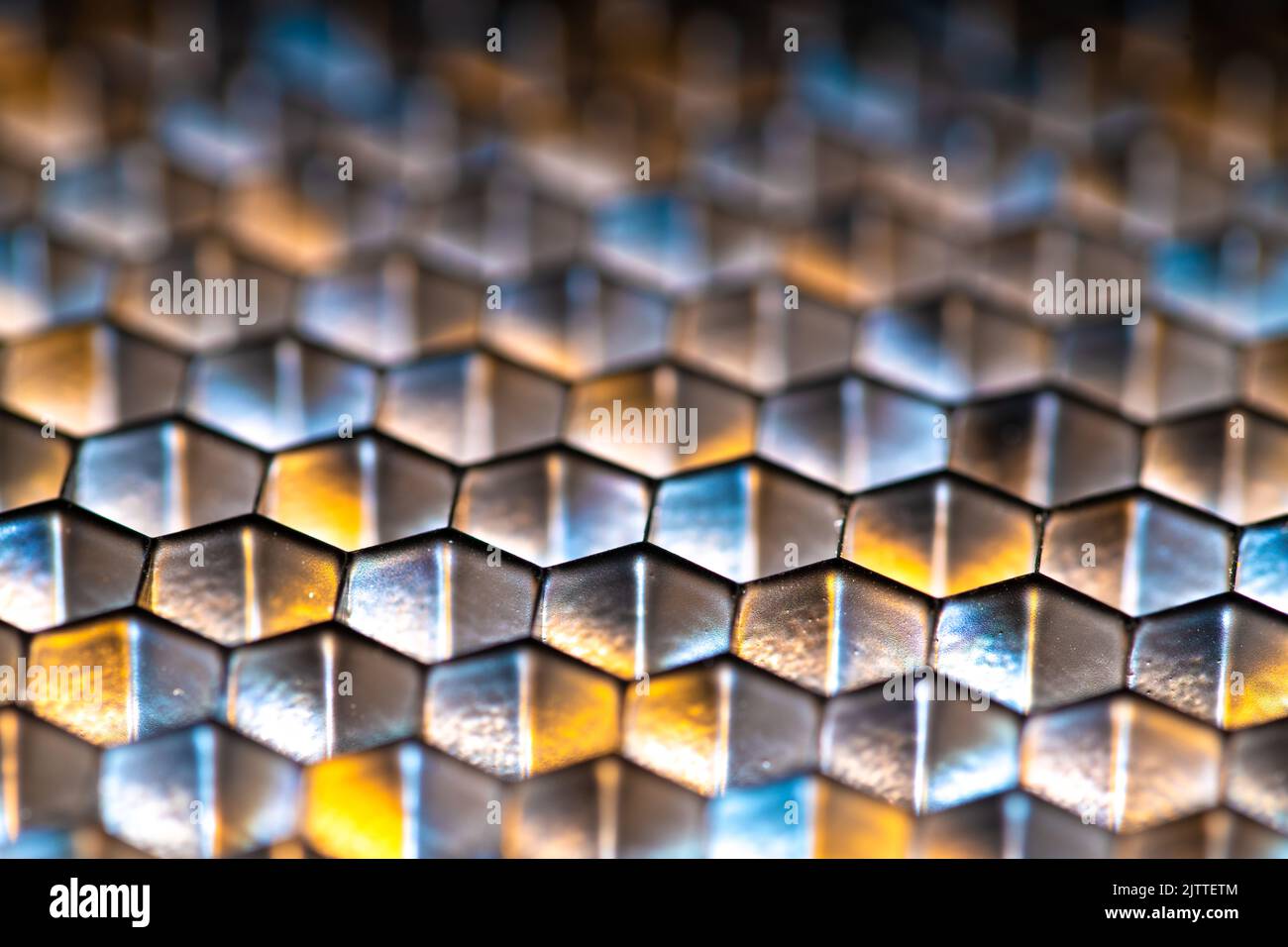 Blue and Yellow Honeycomb Background Backdrop Stock Photo