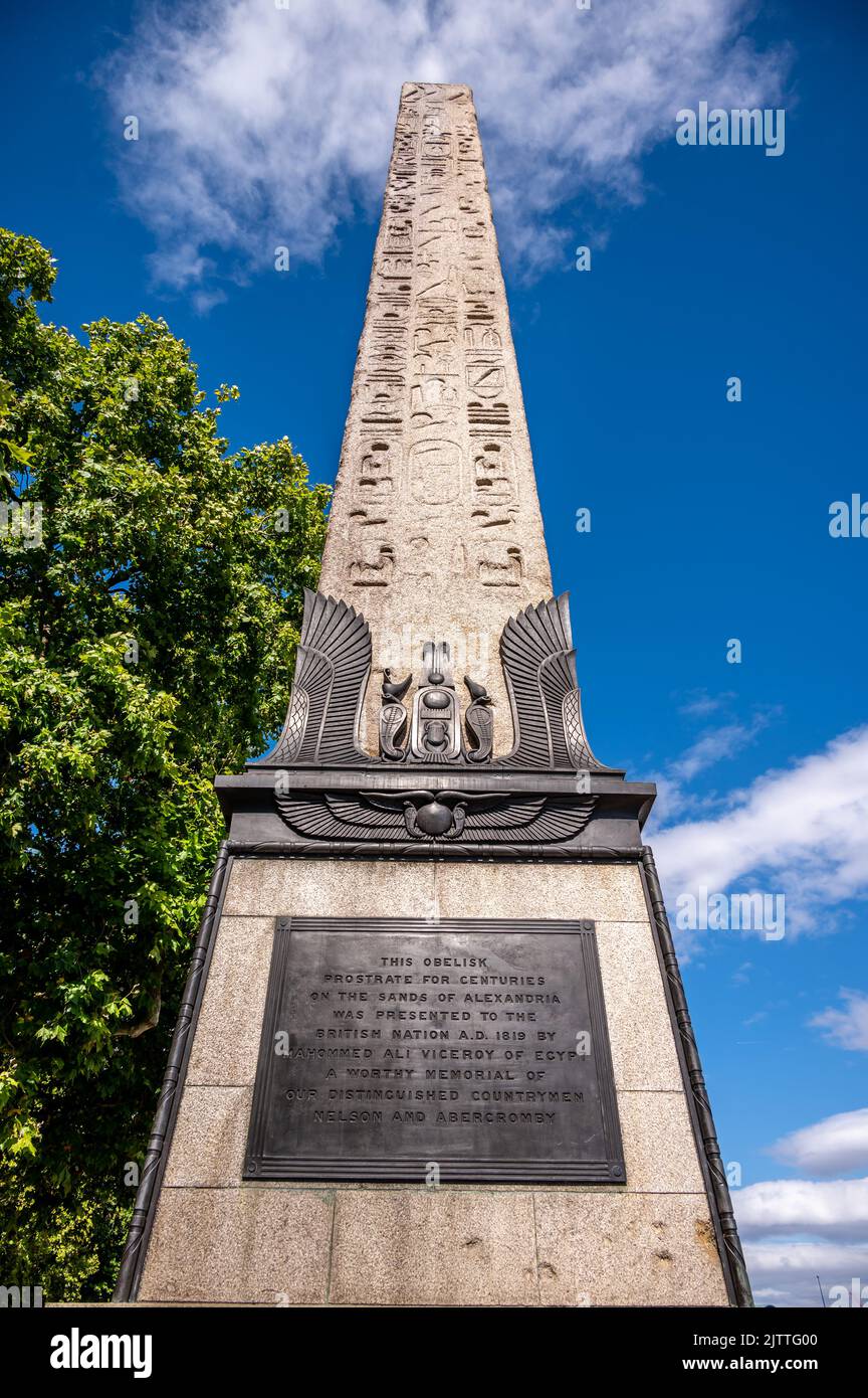 Ancient granite Cleopatra's Needle Egyptian obelisk with Egyptian ...