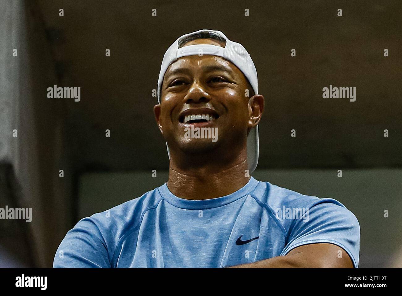 Tiger Woods watching Serena Williams at US Open 2019 Stock Photo
