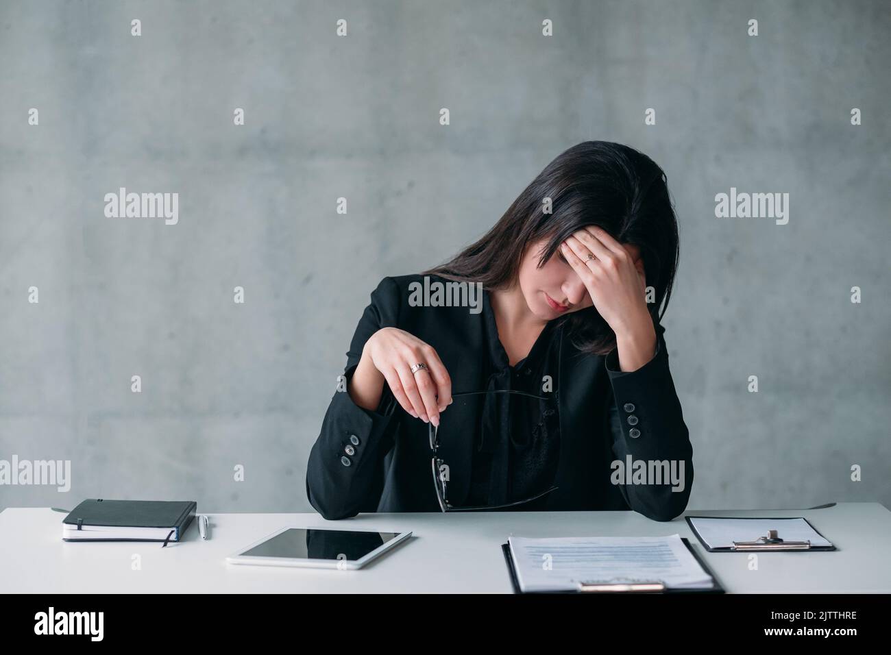 female leader career stressed out business woman Stock Photo