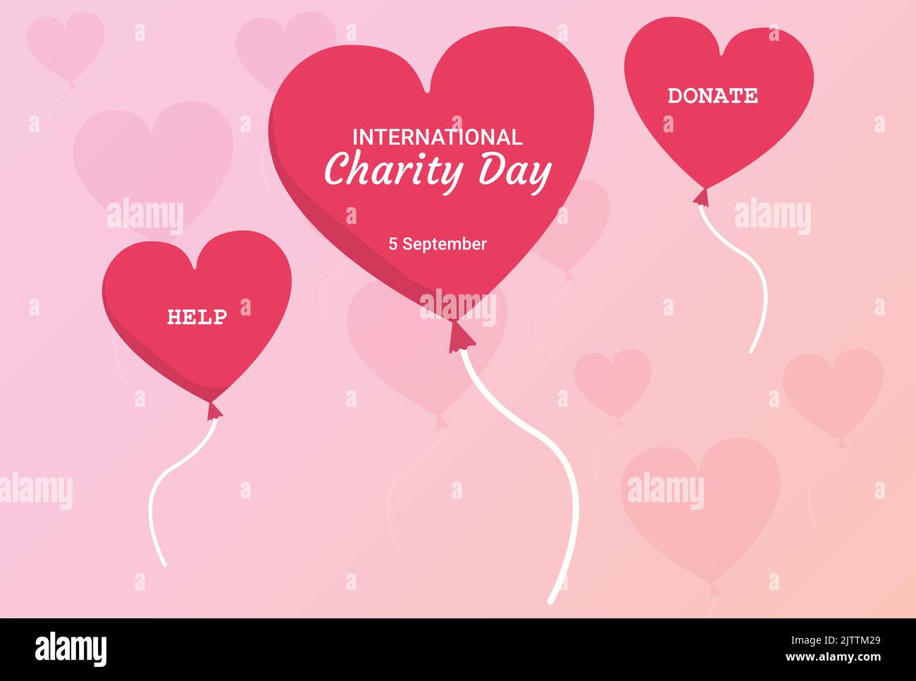International Day of Charity - 05 September - beautiful pink-red Heart Balloons for world charity and donation day background Stock Vector