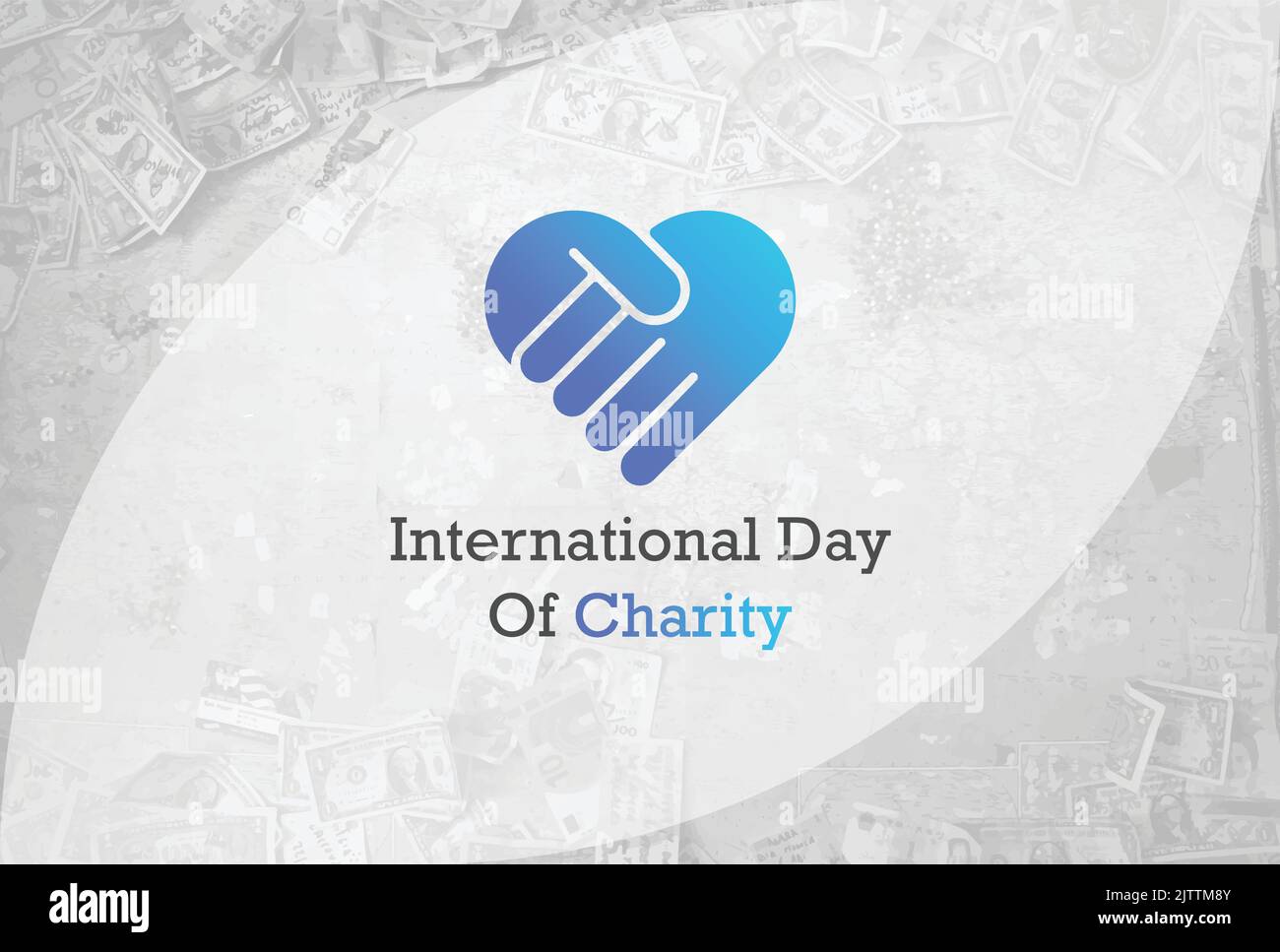 International Day of Charity - 05 September - Helping Hands and Heart charity logo with nice Blue Gradient color - world charity and donation day back Stock Vector