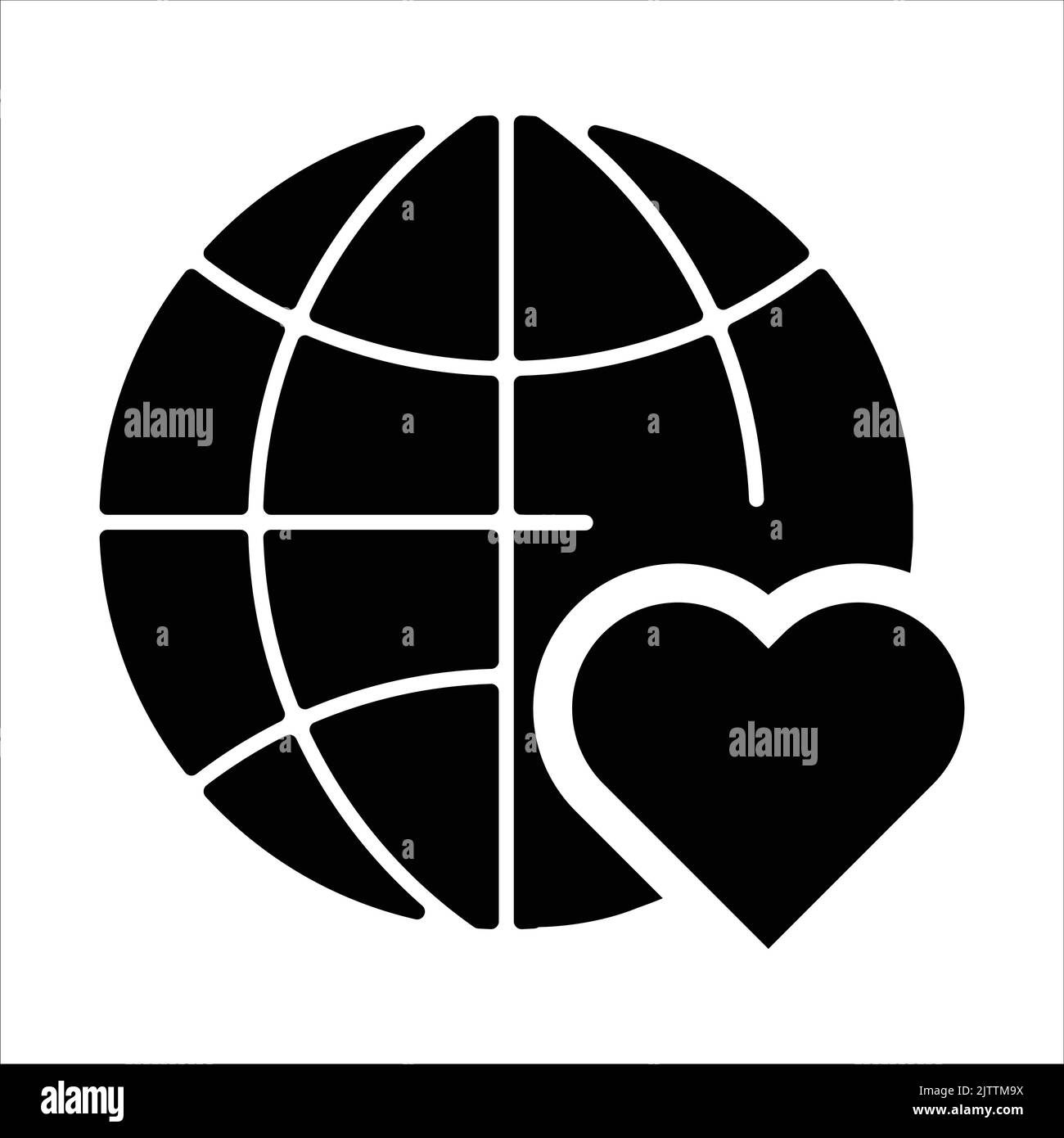 Globe and heart vector icon - World charity and donation day signs and symbols Stock Vector