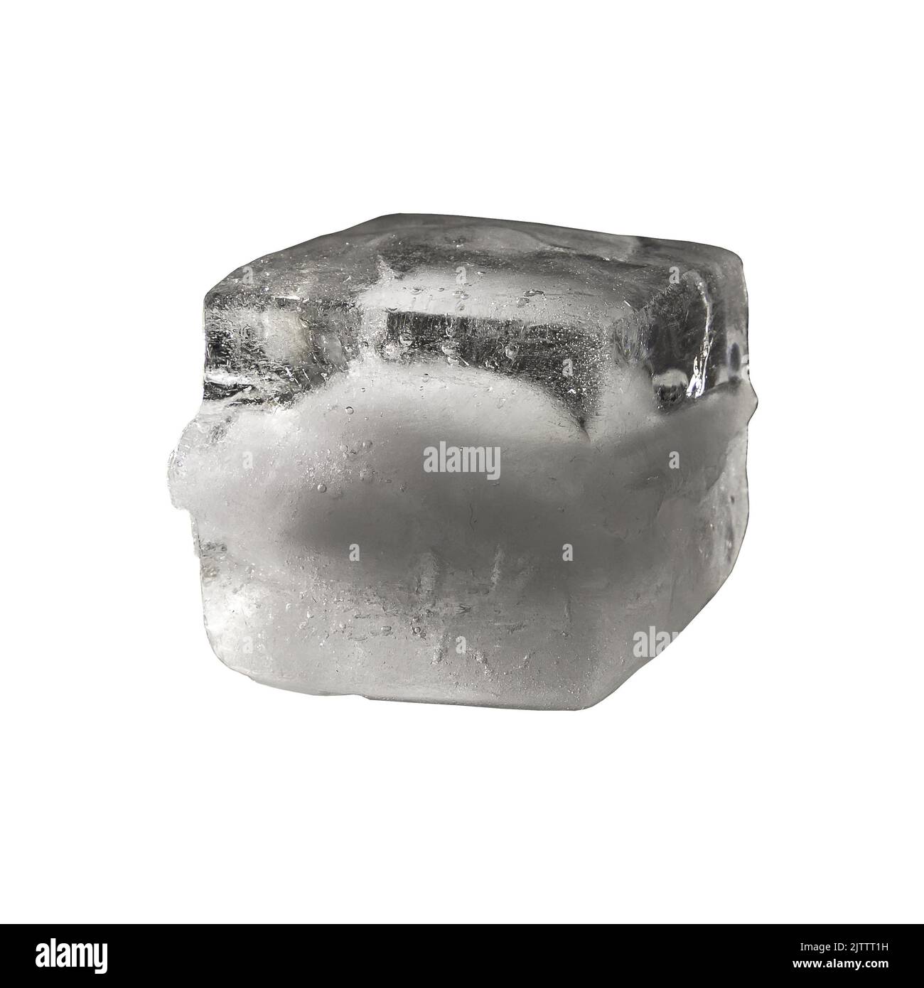 Studio shot of an isolated real ice cube of frozen water with structures Stock Photo