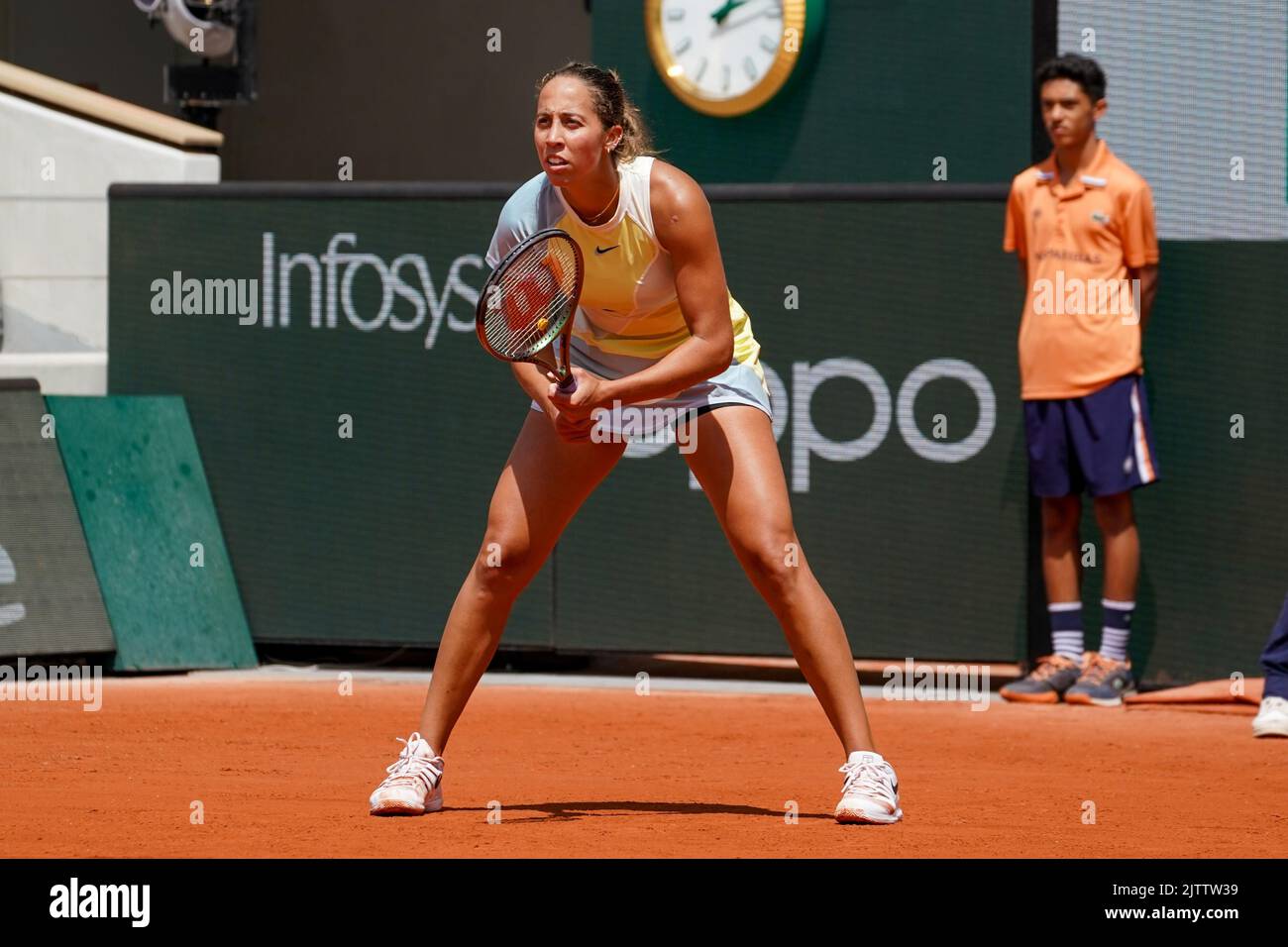 Professional tennis player Madison Keys of United States in action