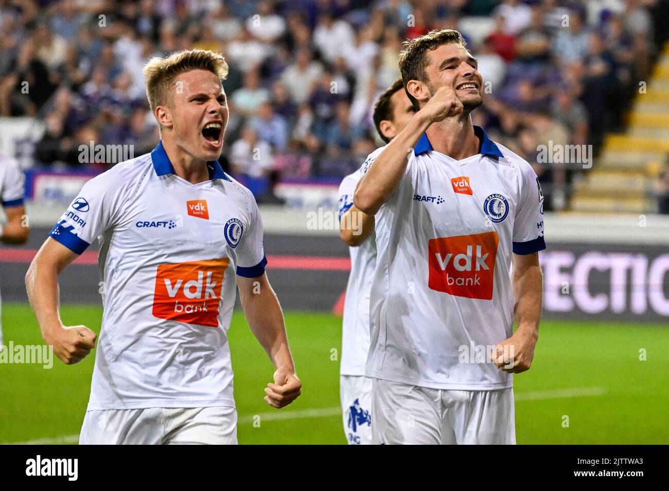 RSCA Futures' Mohamed Bouchouari celebrates after scoring during a soccer  match between RSC Anderlecht Futures (u23) and SK Beveren, Saturday 27  August 2022 in Brussels, on day 3 of the 2022-2023 'Challenger