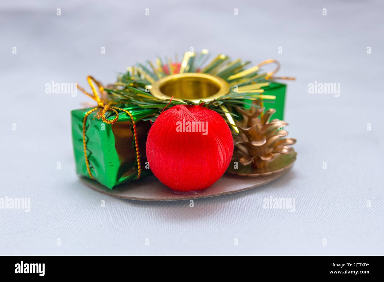 Christmasthemed candle holder on a white background in Rio de Janeiro