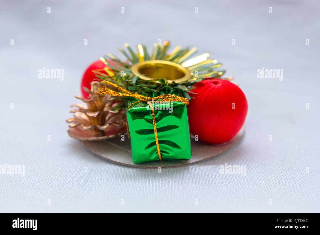 Christmasthemed candle holder on a white background in Rio de Janeiro