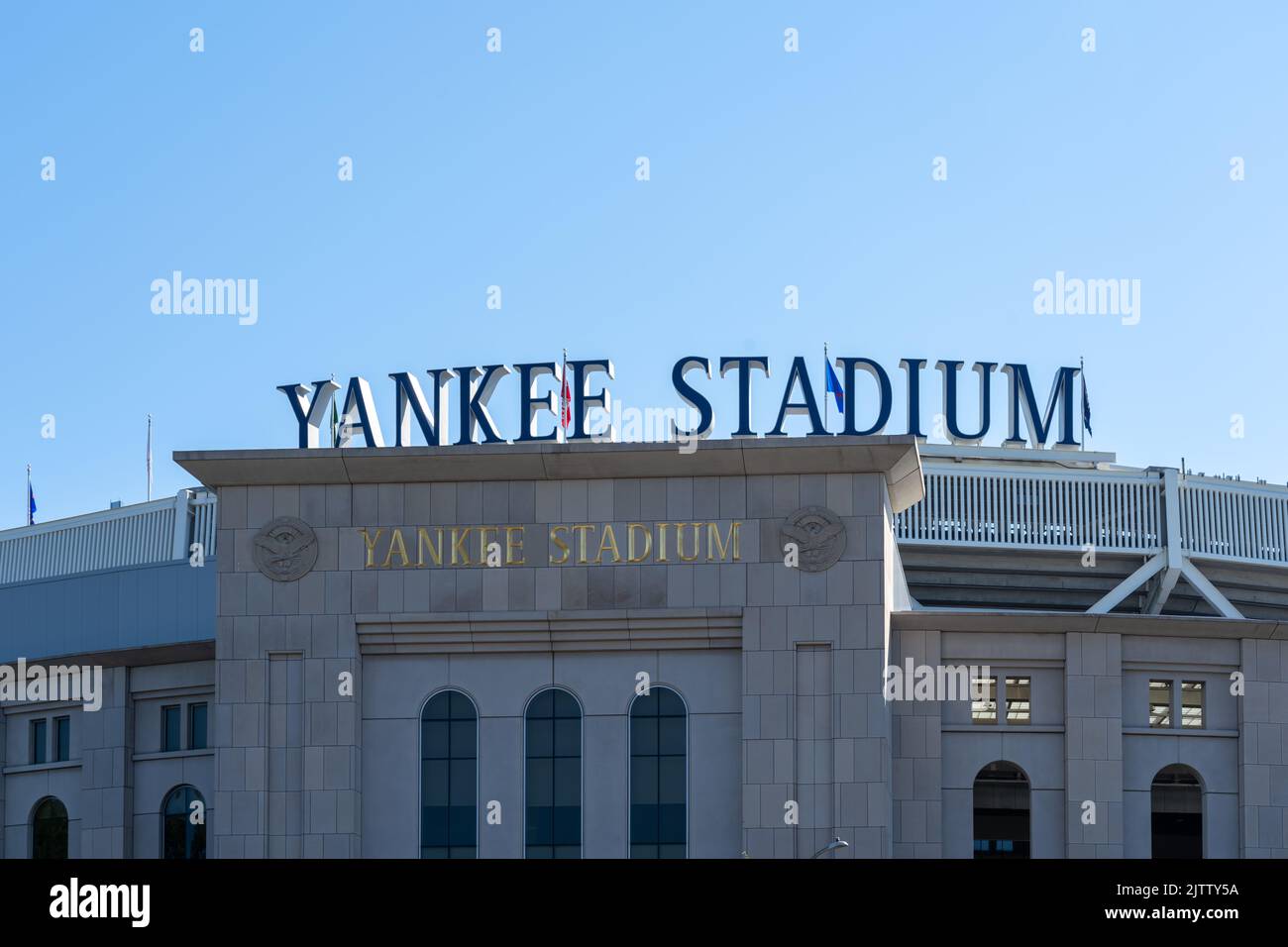 New York, NY, USA - August 19, 2022: Yankee Stadium sign is seen in New York, NY, USA, August 19, 2022. Stock Photo