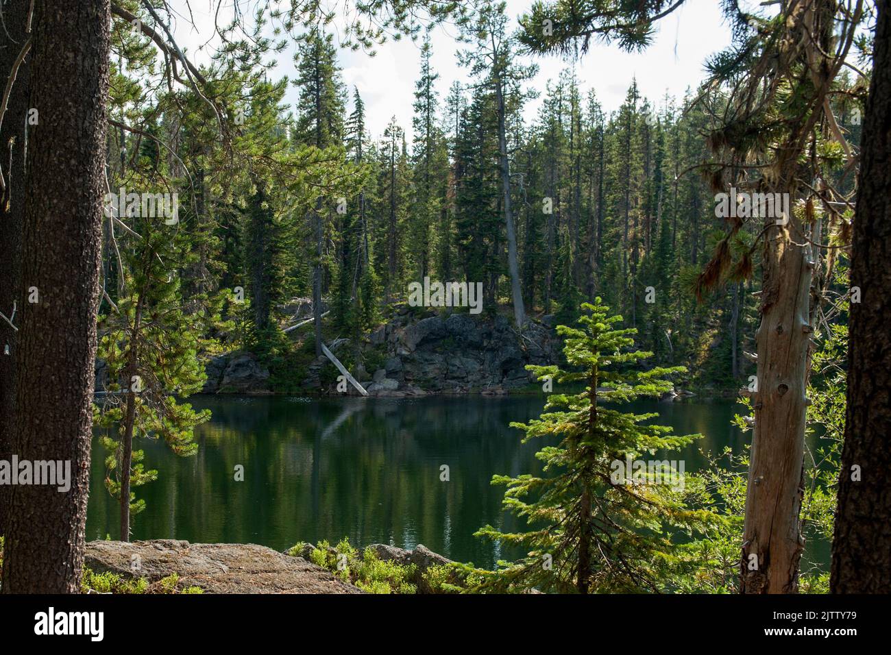 Kershaw Lake on the Many Lakes Trail in Oregon's Three Sisters Wilderness Stock Photo