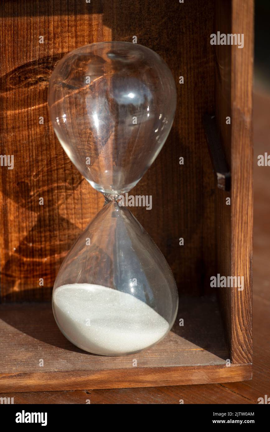 Hourglass with White Sand Stock Photo - Alamy