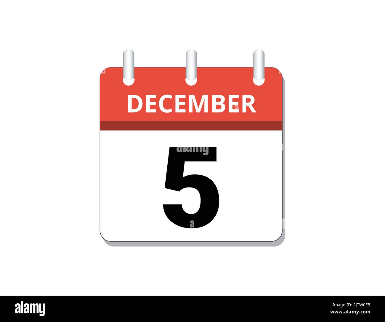 December, 5th calendar icon vector, concept of schedule, business and
