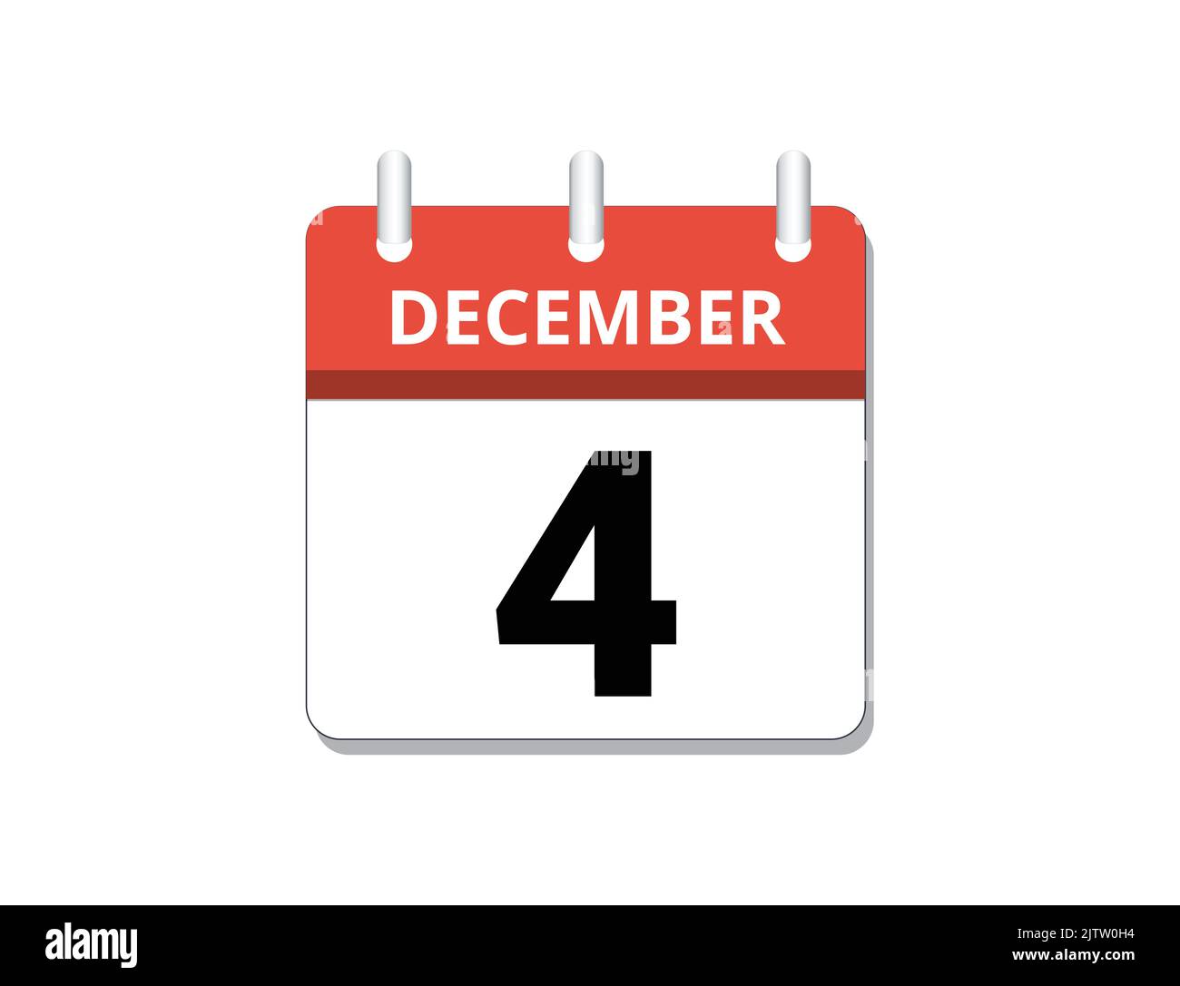 December, 4th calendar icon vector, concept of schedule, business and