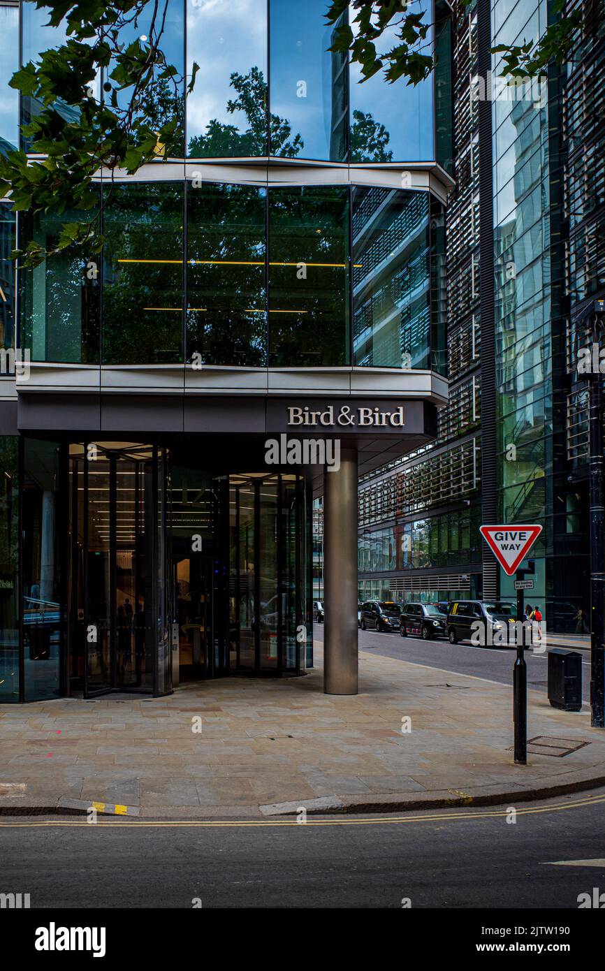Bird & Bird International Law Firm London Offices at 12 New Fetter Lane Central London. Bird & Bird LLP London. Stock Photo