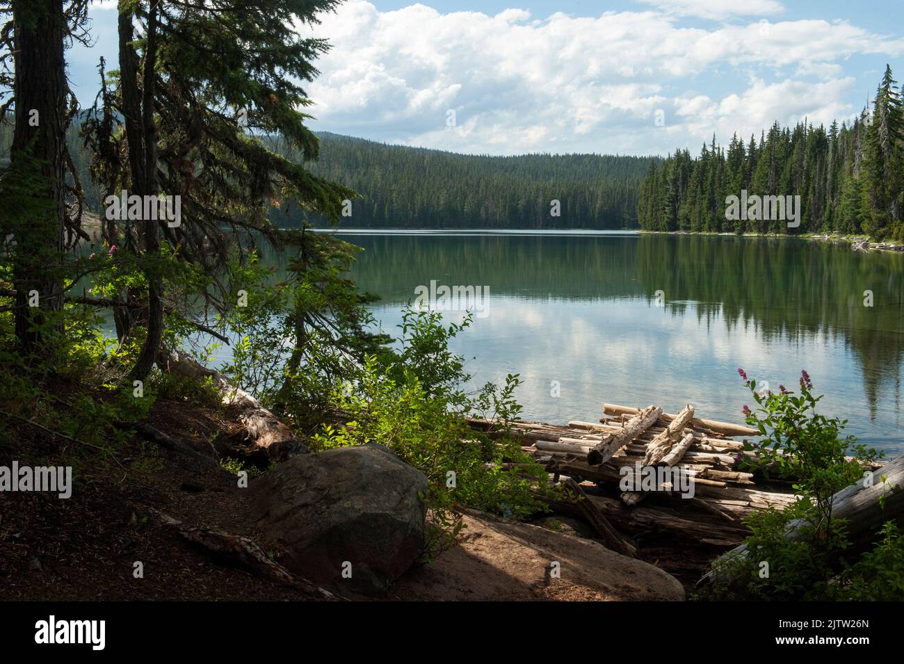 Blow Lake, on the Six Lakes Trail in the Three Sisters Wilderness, Oregon Stock Photo