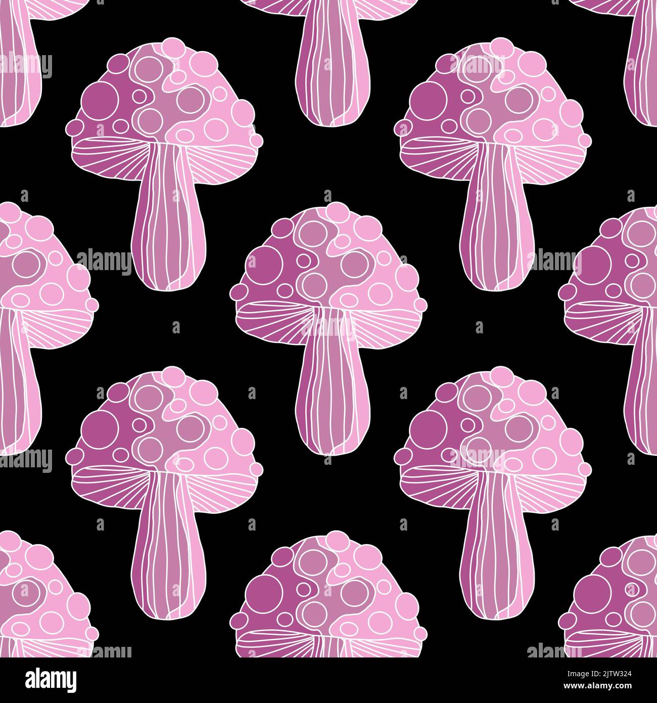 Autumn harvest Halloween fly agaric seamless cartoon mushrooms pattern ...
