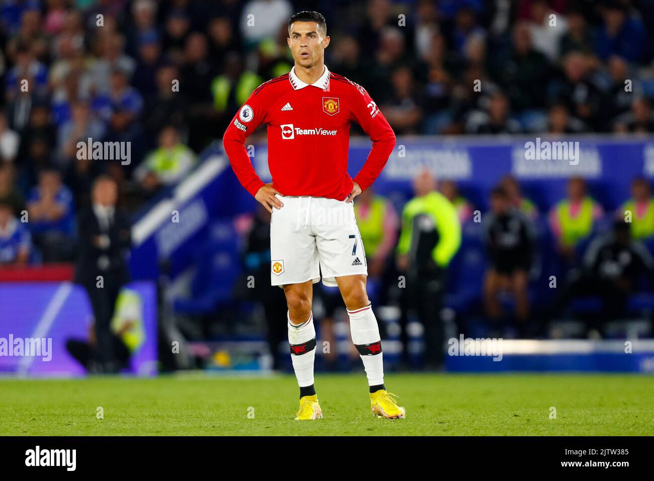 1st September 2022; The King Power Stadium, Leicester, Leicestershire, England;  Premier League Football, Leicester City versus Manchester United; Cristiano Ronaldo of Manchester United Stock Photo
