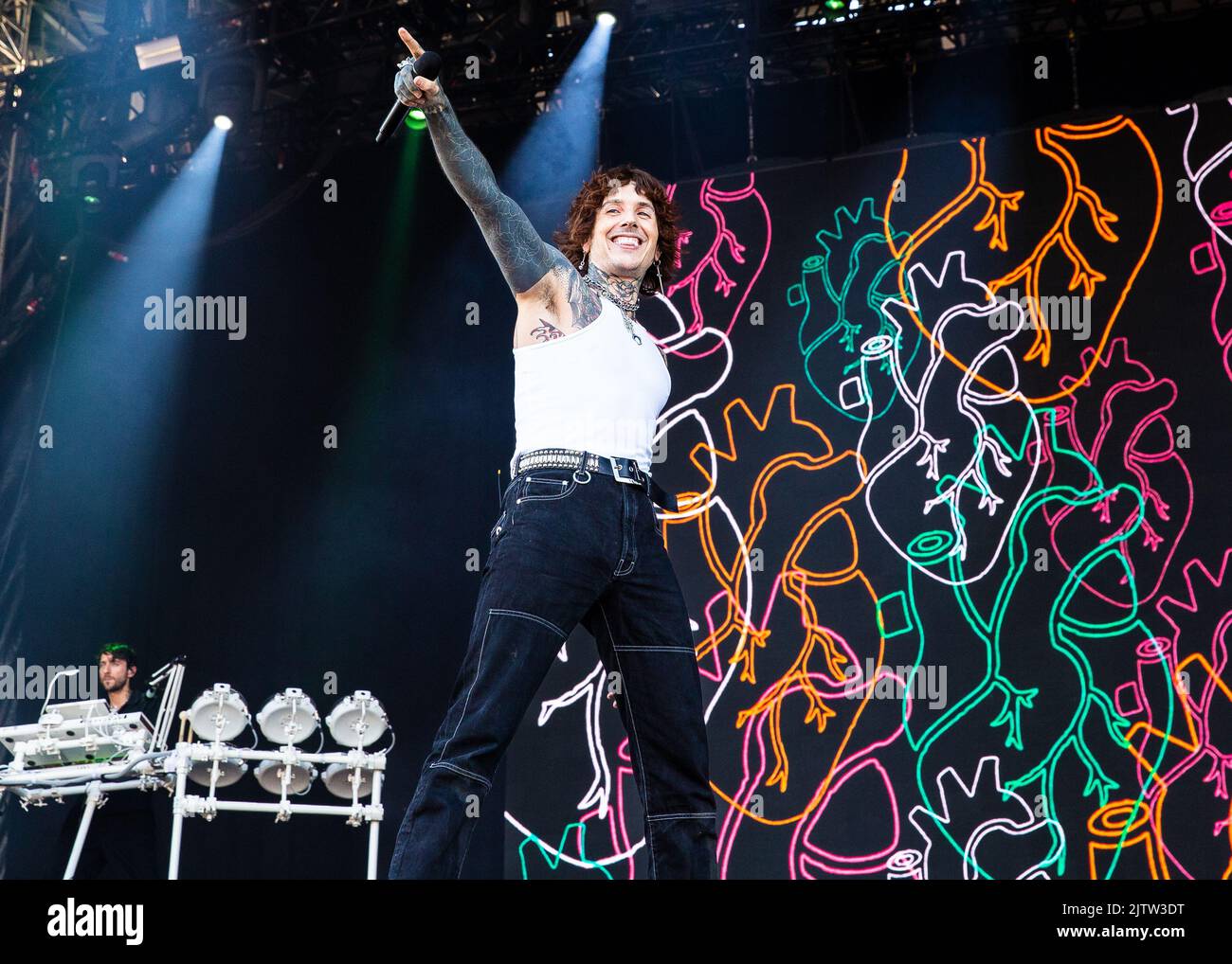 Oliver Sykes of the band Bring Me the Horizon performs in concert during  the Rock Allegiance Festival at PPL Park on Saturday, Oct. 10, 2015, in  Chester, Pa. (Photo by Owen Sweeney/Invision/AP