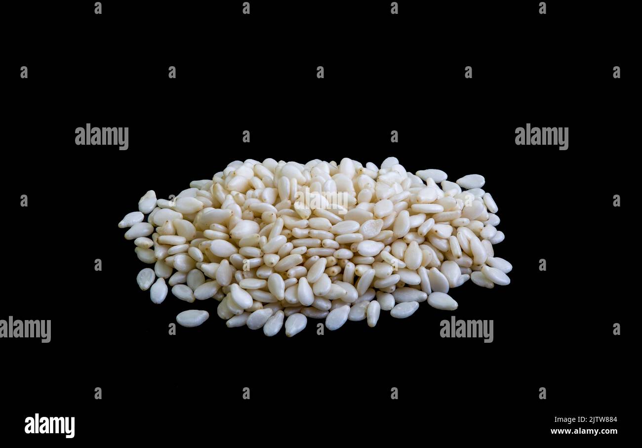 Sesame is a flowering plant, Sesamum indicum, in the genus Sesamum and the seeds are one of the oldest oilseed crops known, native to sub-Saharan Afri Stock Photo