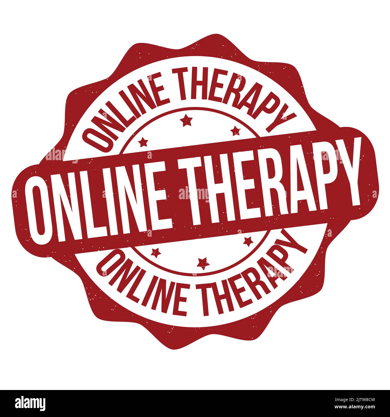 Online therapy sticker or stamp on white background, vector illustration Stock Vector