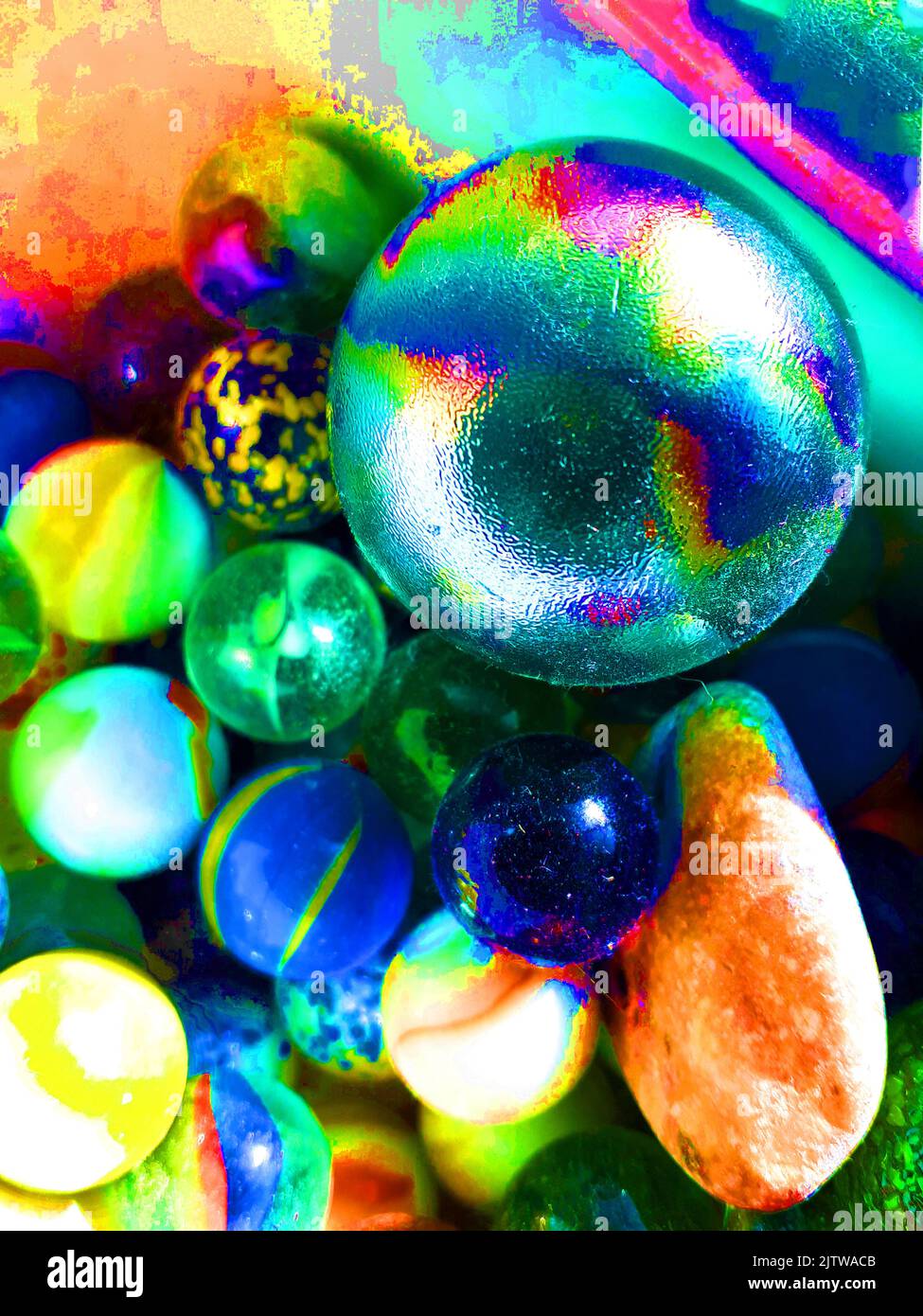 An assortment of glass balls in different sizes Stock Photo